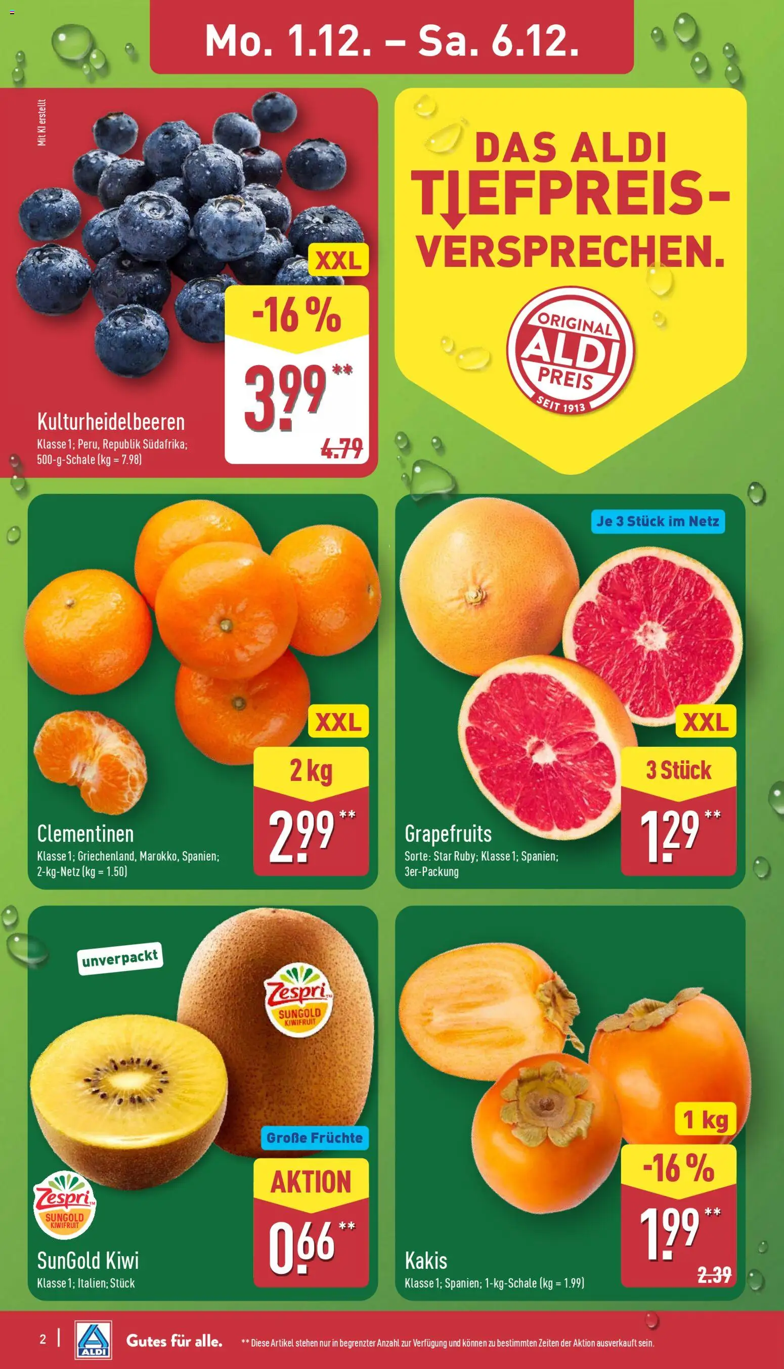 Aldi Prospekt 	 – gültig ab 01.12.2025 | Seite: 2 | Produkte: Kiwi