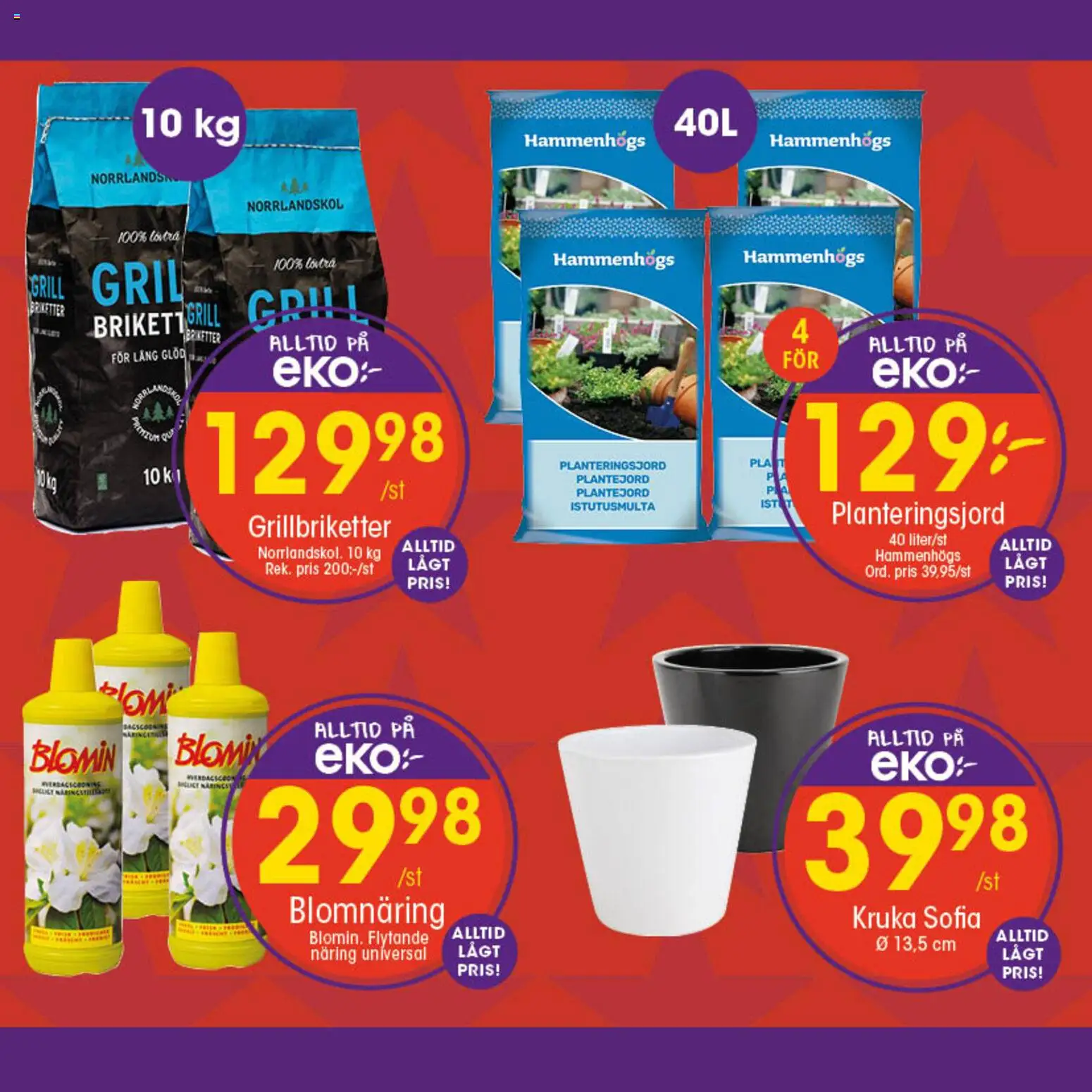 EKO reklamblad aktuell från 02.03.2026 | Sida: 10 | Produkter: Grill, Briketter, Planteringsjord, Kruka