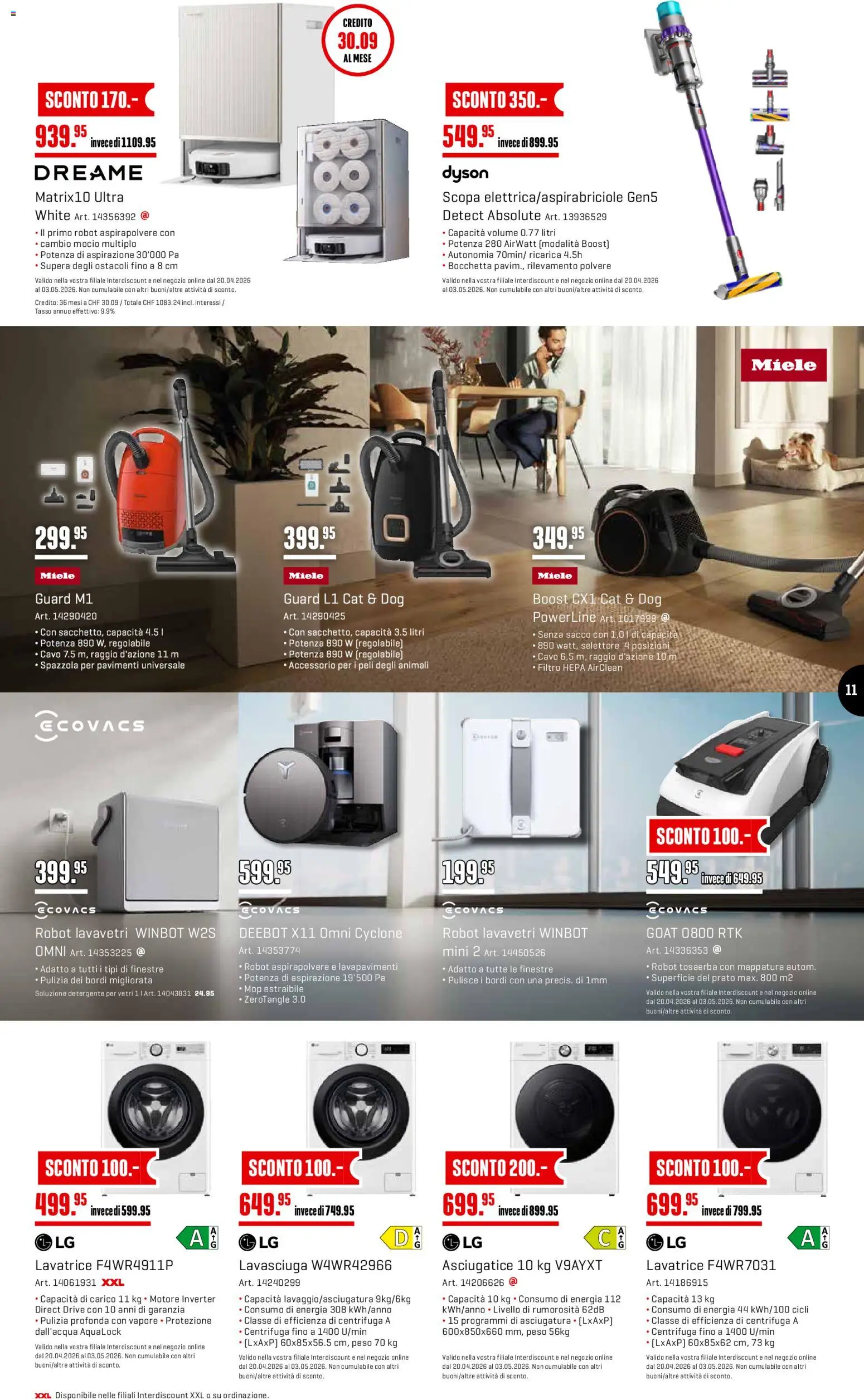 Interdiscount aktionen 20% di sconto  IT – gültig ab 27.04.2026 | Seite: 11 | Produkte: Miele, Dyson