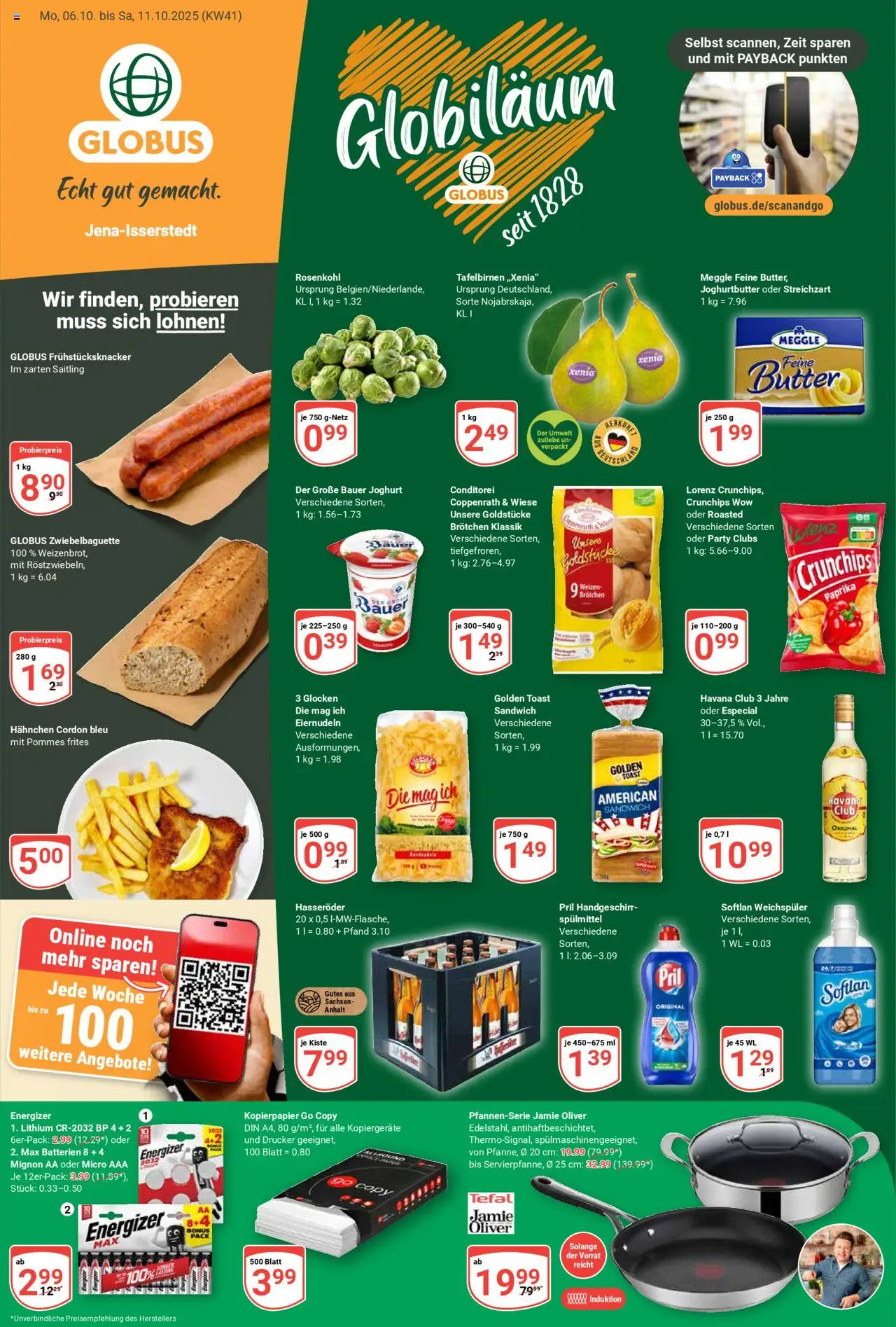 Globus Prospekt 	 – gültig ab 06.10.2025 | Seite: 3 | Produkte: Hahnchen, Butter, Weichspüler, Pril