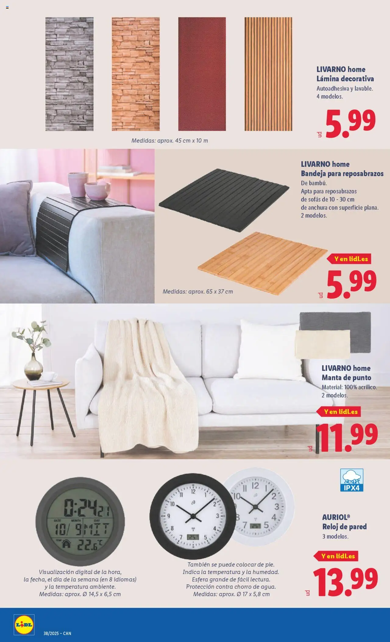 Lidl - Canarias │ válido desde el 15.09.2025 | Página: 12 | Productos: Reloj, Manta, Sofá, Bandeja