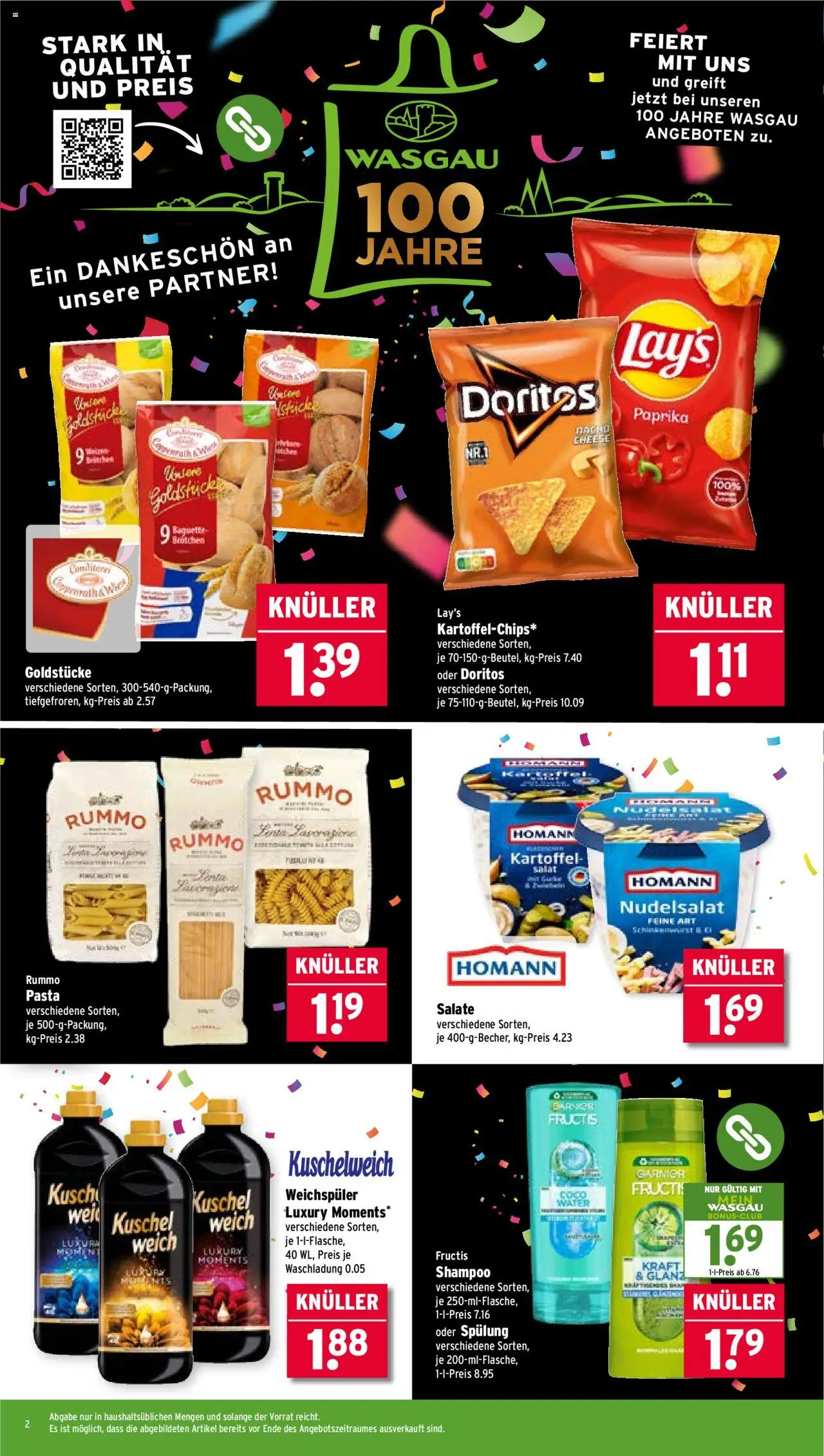 Wasgau Prospekt 	 - gültig ab dem 11.08.2025 | Seite: 2 | Produkte: Kuschelweich, Baguette, Spülung, Weichspüler