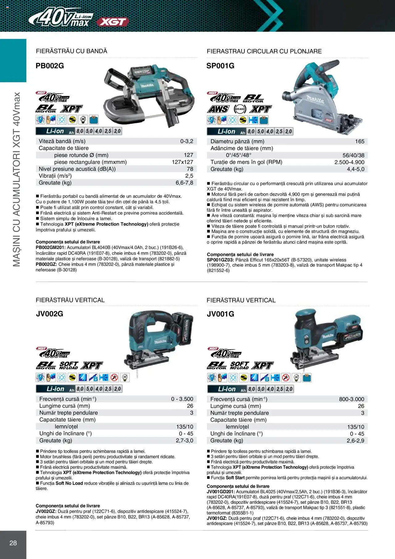 Noul catalog Makita – valabil de la 08.01.2025 | Pagină: 28 | Produse: Valiză, Ferăstrău, Încărcător, Sistem wireless