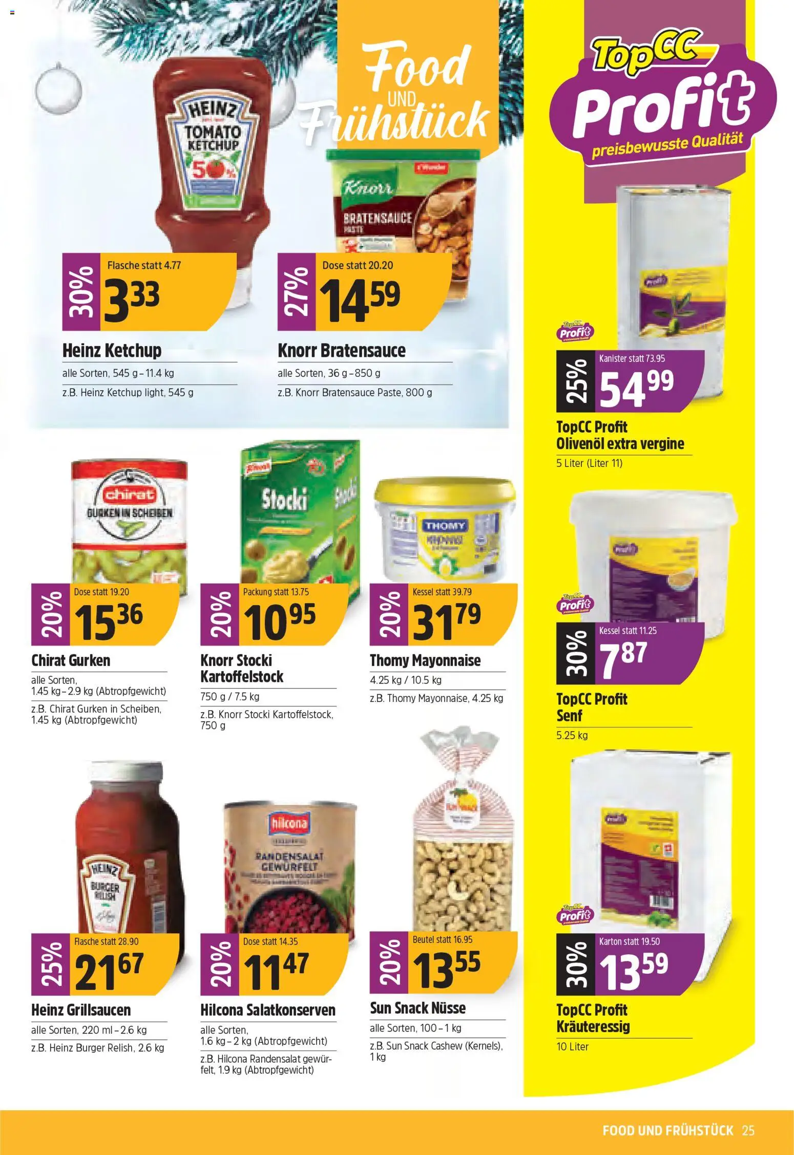 TopCC Aktionen – gültig ab 08.12.2025 | Seite: 25 | Produkte: Burger, Ketchup, Nüsse, Gurken