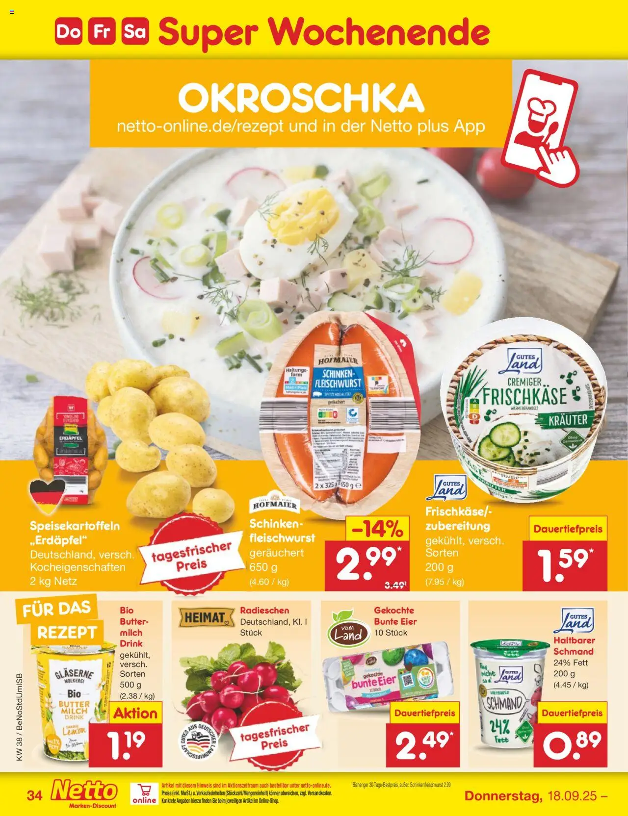 Netto Marken-Discount Prospekt 	 – gültig ab 15.09.2025 | Seite: 39 | Produkte: Milch, Eier, Schinken, Frischkase