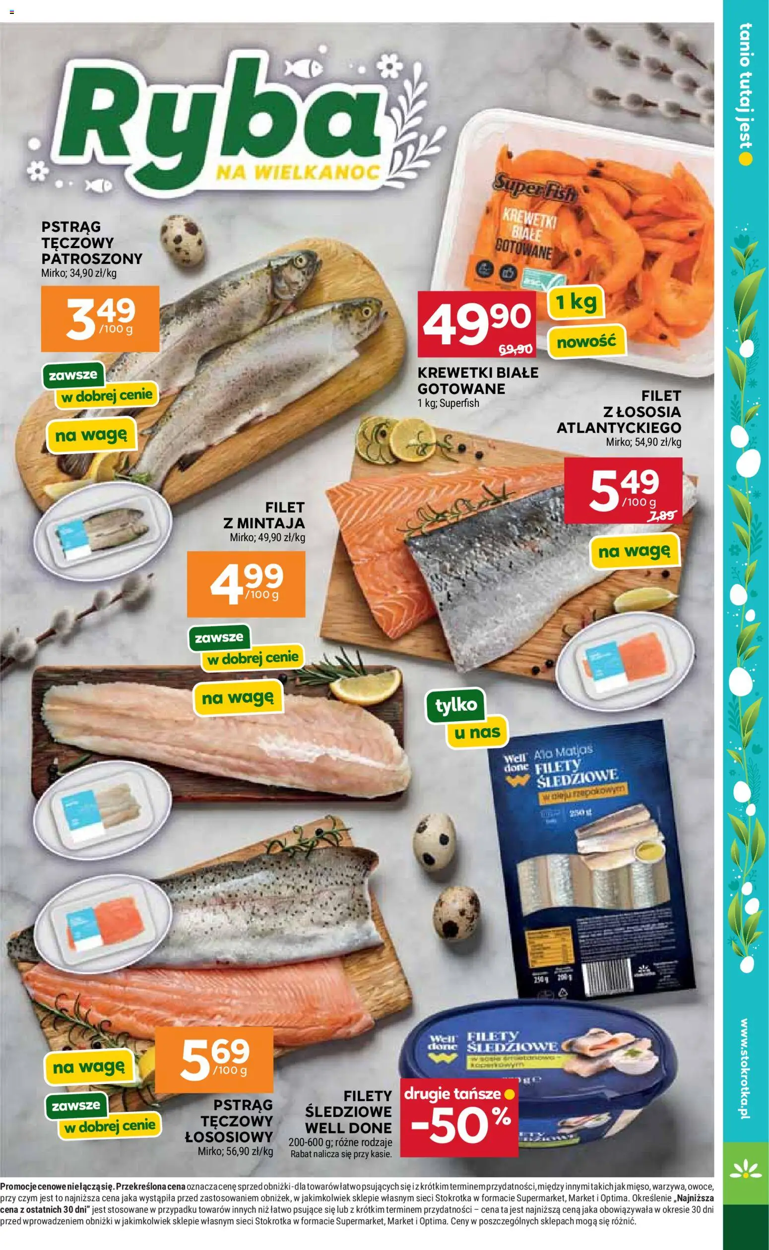 Stokrotka gazetka od 02.04.2026 | Strona: 34 | Produkty: Stokrotka, Krewetki, Pstrąg, Krewetki białe
