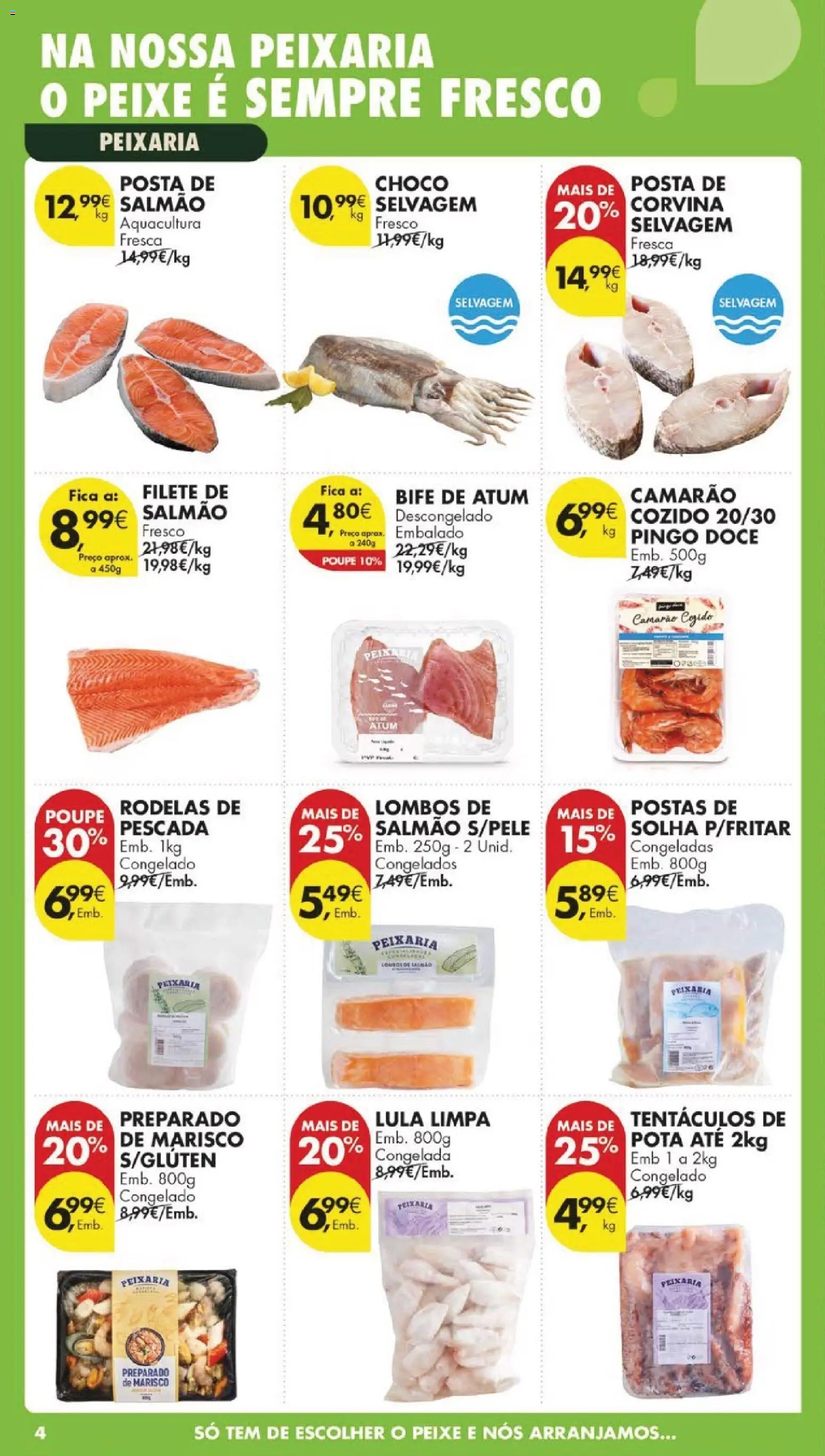 Pingo Doce folheto │ válido de 21.04.2026 | Página: 4 | Produtos: Atum, Camarão, Salmão, Peixe