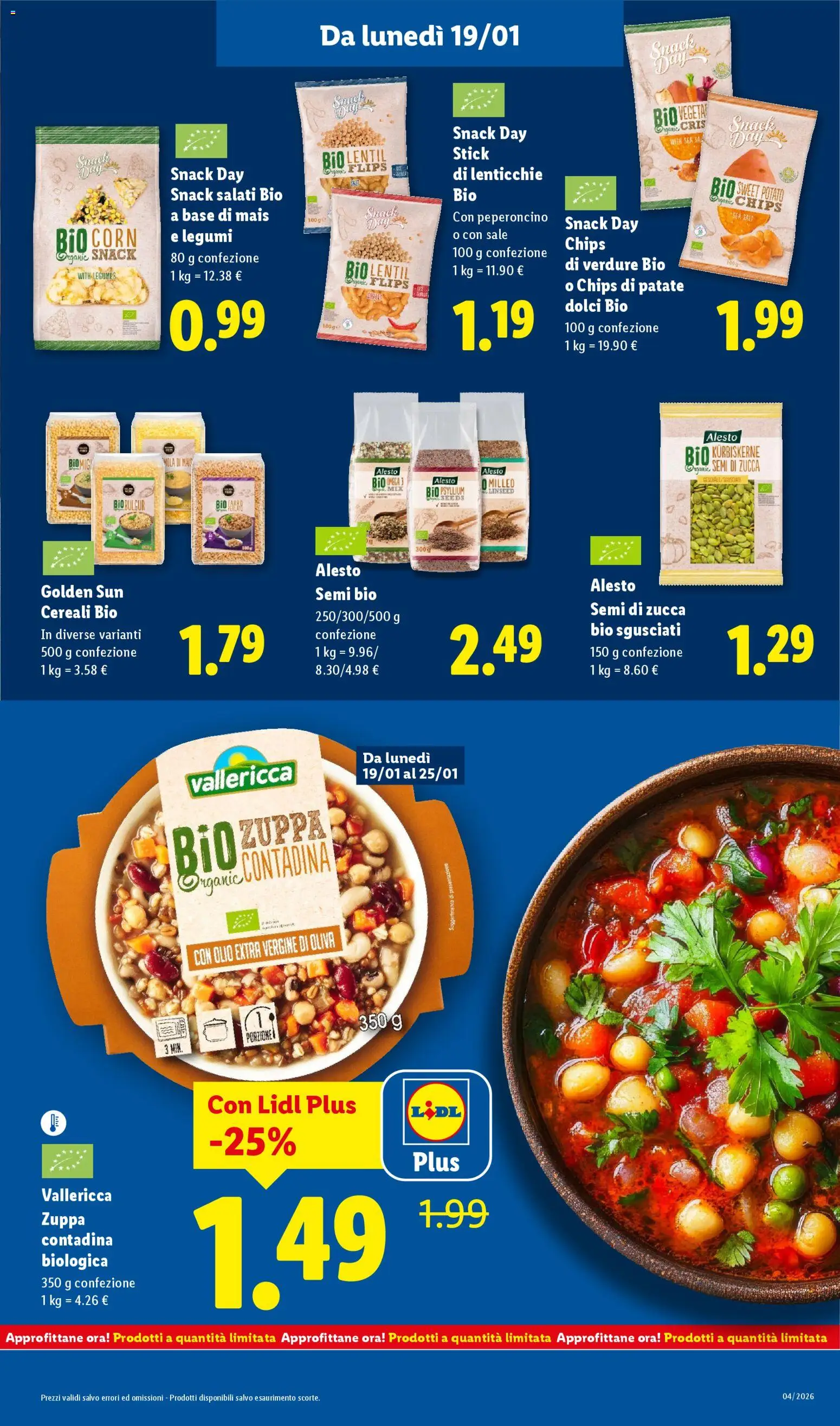 Volantino Lidl del 19.01.2026 | Pagina: 19 | Prodotti: Verdure, Sale, Olio extra vergine, Semi di zucca