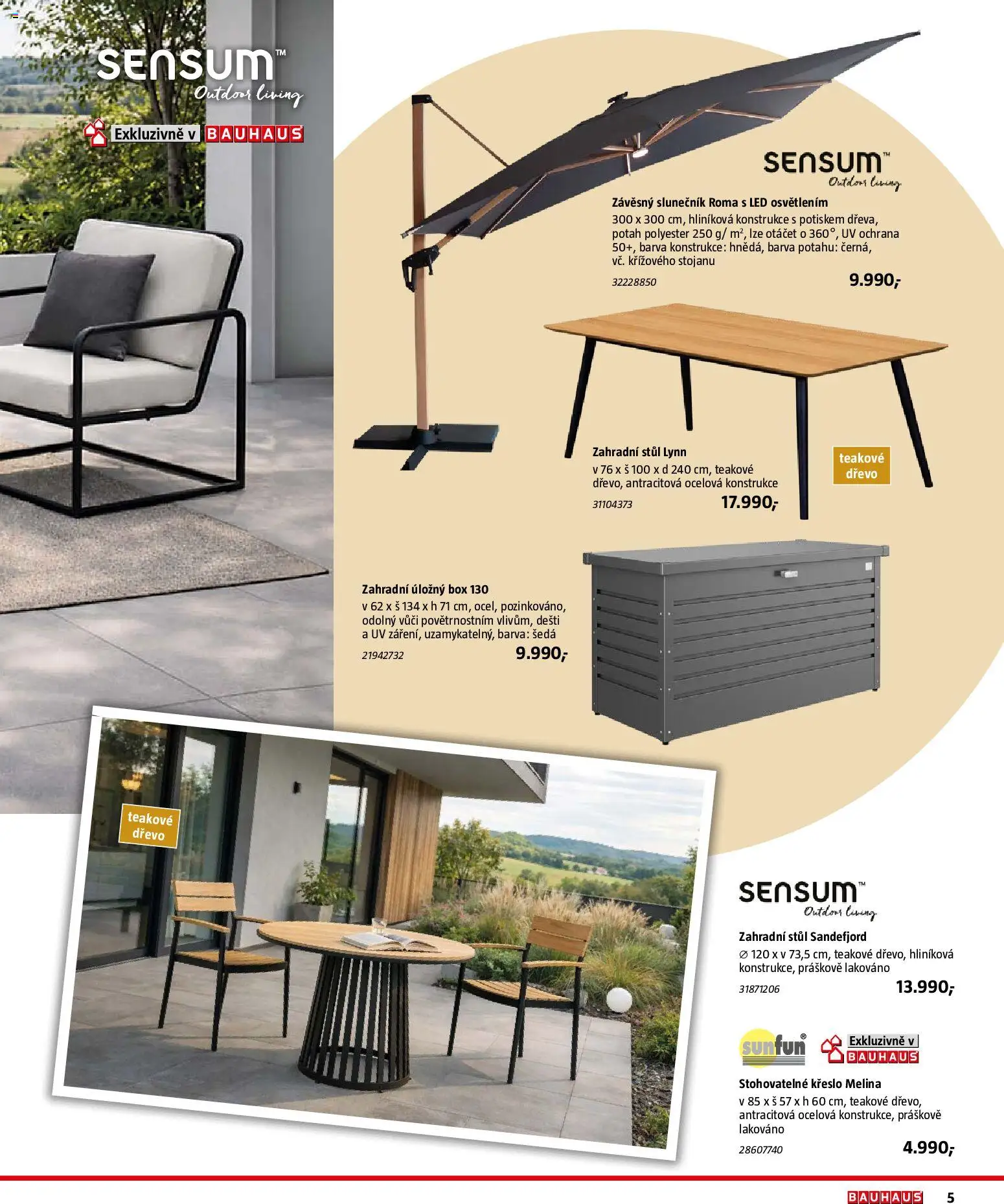 Bauhaus katalog Záhradní nábytek od 08.04.2026 | Strana: 5 | Produkty: Box, Křeslo, Stůl, LED