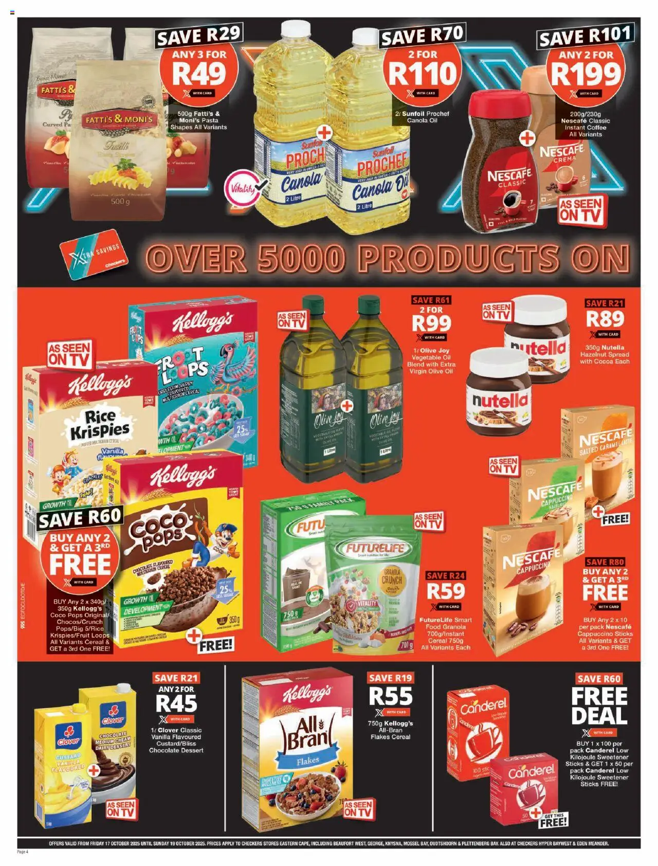 New Checkers catalogue – valid from 17.10.2025 | Page: 4 | Products: TV, Oil, Pasta, Caramel