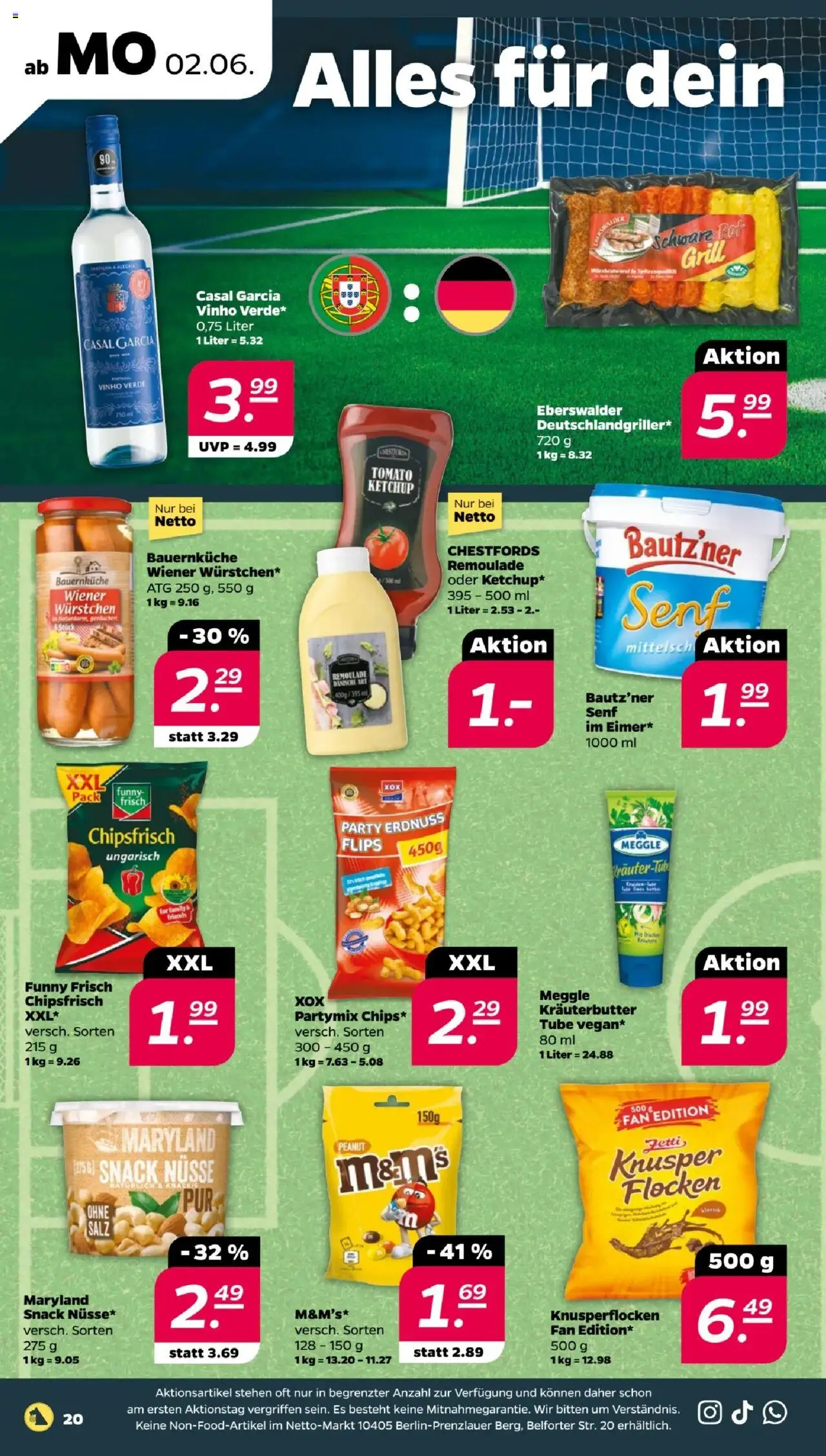 Netto Prospekt 	 - gültig ab dem 02.06.2025 | Seite: 20 | Produkte: Funny frisch, M&M's, Ketchup, Flocken