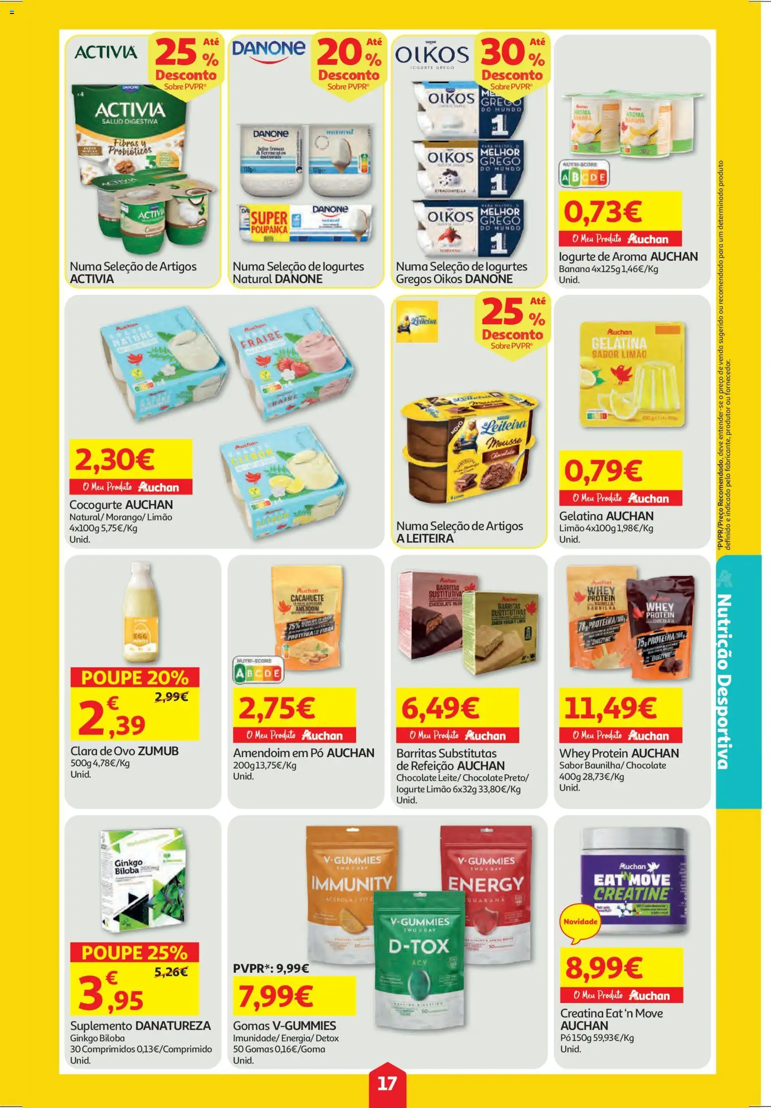 Auchan folheto │ válido de 29.01.2026 | Página: 17 | Produtos: Probióticos, Creatina, Iogurte, Gomas