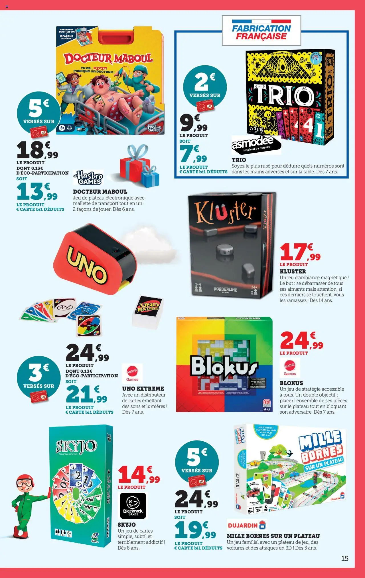 {H1} | Page: 15 | Produits: Kluster, Plateau, Mais, Skyjo