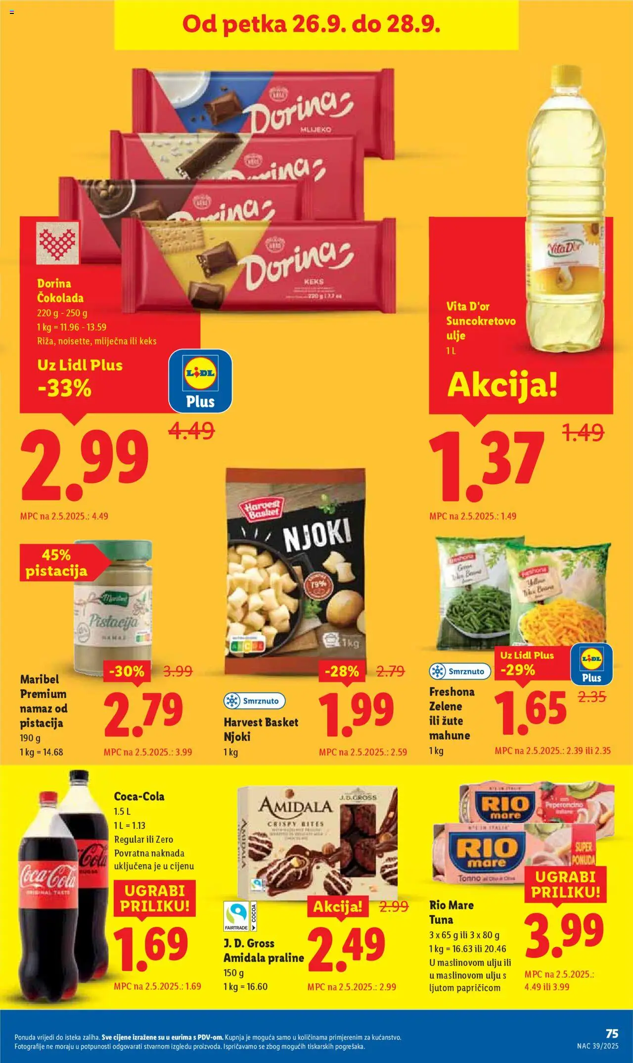 Lidl katalog | vrijedi od 22.09.2025 | Stranica: 75 | Proizvodi: Coca cola, Praline, Čokolada, Njoki