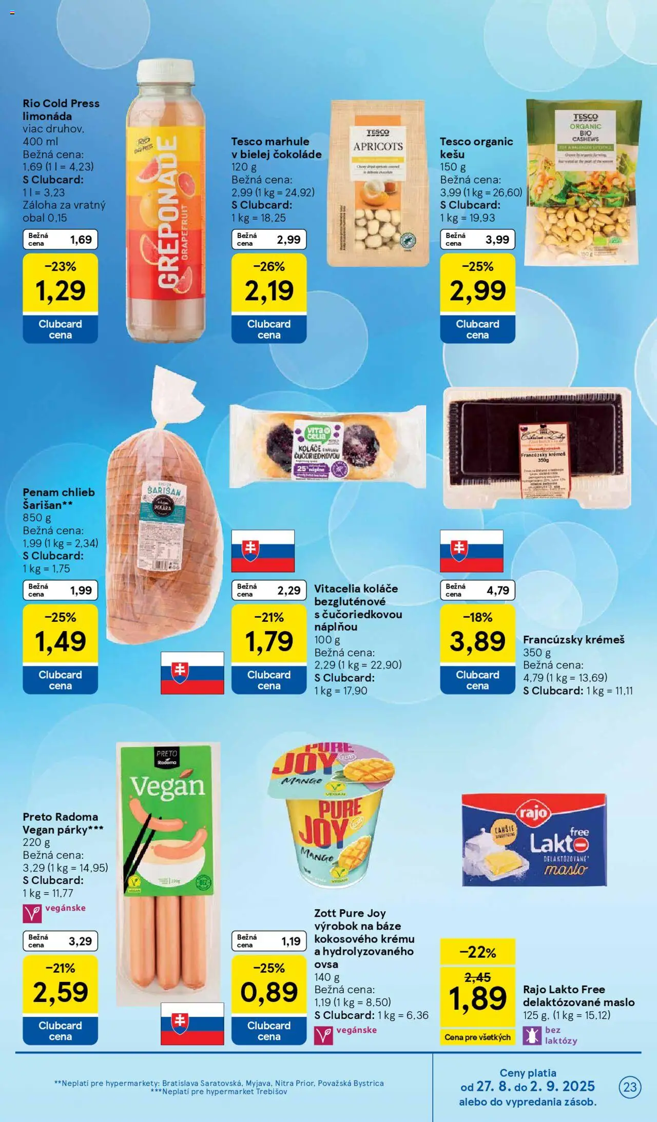 Tesco Hypermarket - leták │ platný od 27.08.2025 | Strana: 23 | Produkty: Chlieb, Grapefruit, Párky, Marhule
