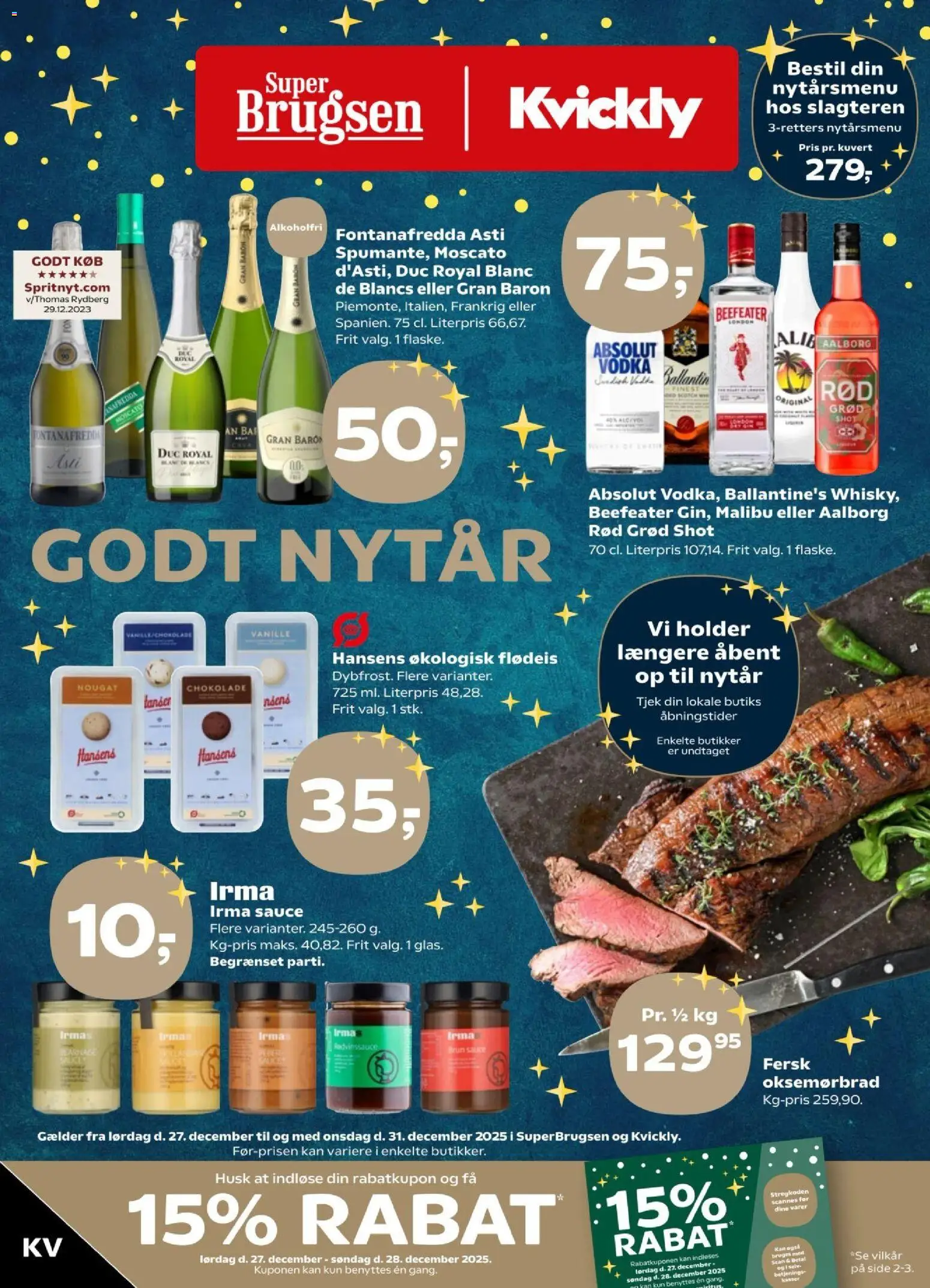Kvickly tilbudsavis – gyldig fra 26.12.2025 | Side: 1 | Produkter: Vodka, Flødeis, Peber, Nougat