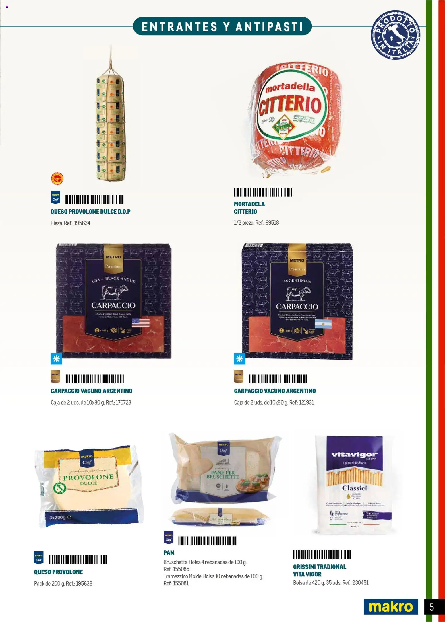 Makro Restaurantes italianos Centro │ válido desde el 27.03.2026 | Página: 5 | Productos: Μπιμπερό, Bolsa, Mortadela, Caja