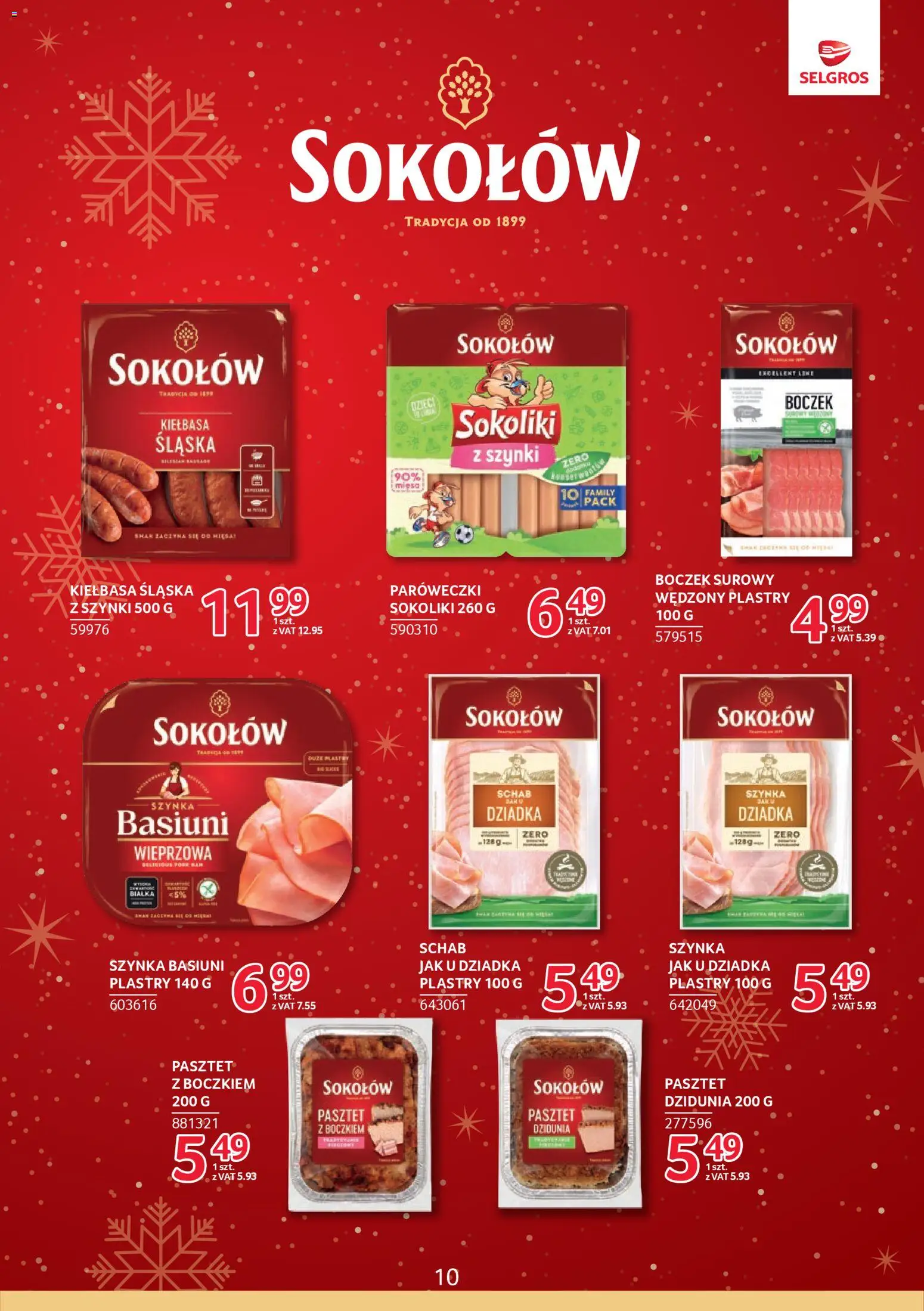 Selgros cash&carry Gazetka - Markowe produkty od 18.12.2025 | Strona: 10 | Produkty: Schab, Kiełbasa śląska, Boczek, Boczek surowy