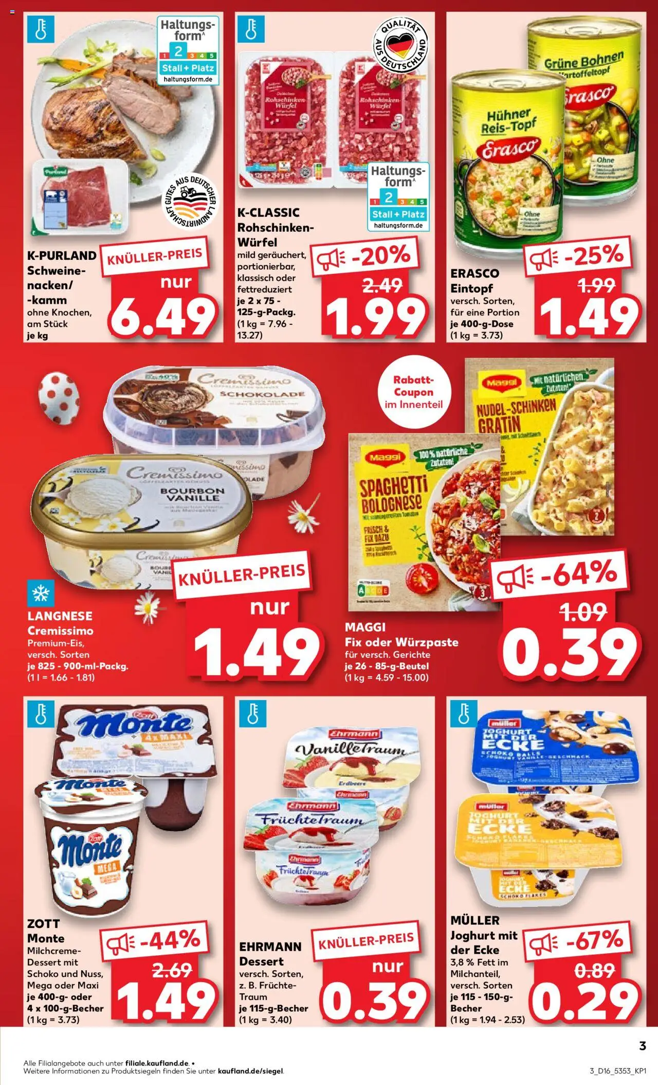 Kaufland - Hamburg, Bergedorfer Straße 106 - gültig ab dem 17.04.2025 | Seite: 3 | Produkte: Langnese, Langnese cremissimo, Maggi, Schokolade