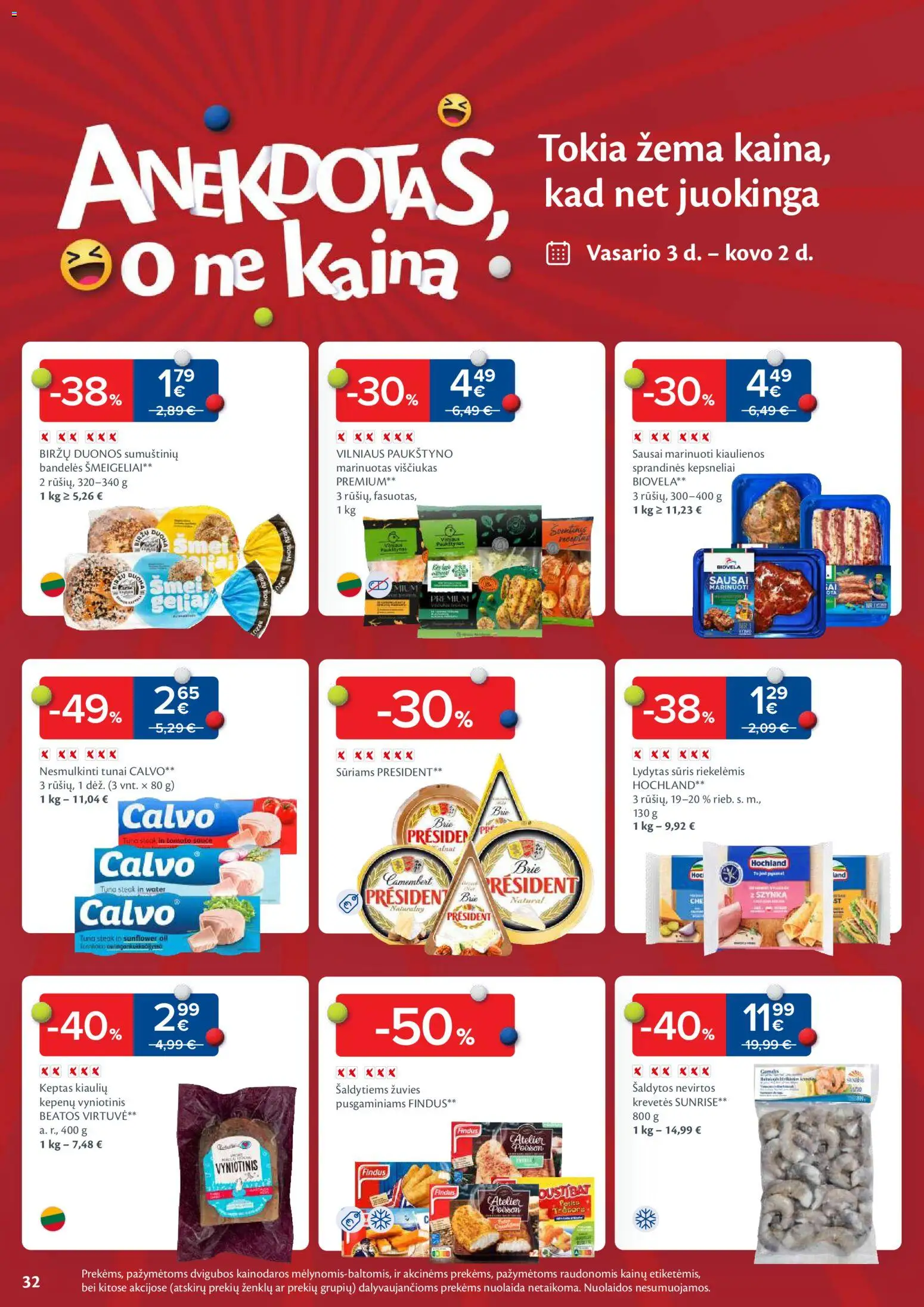 MAXIMA akcijos nuo 24.02.2026 | Puslapis: 32 | Prekių: Kiaulienos, Bandelės, Viščiukas, Sūris