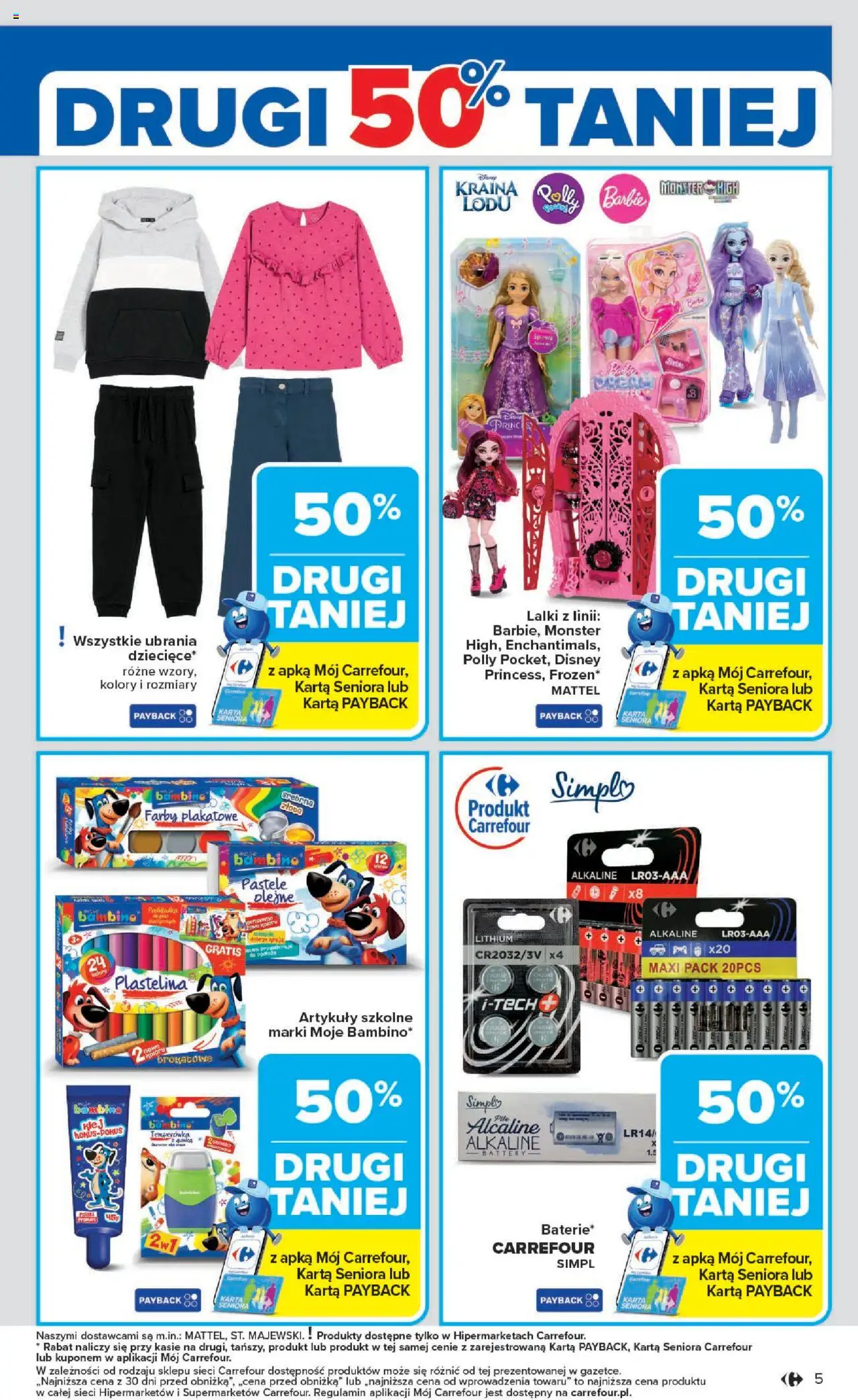 Carrefour Gazetka od 25.08.2025 | Strona: 5 | Produkty: Ubrania, Karta, Temperówka, Barbie