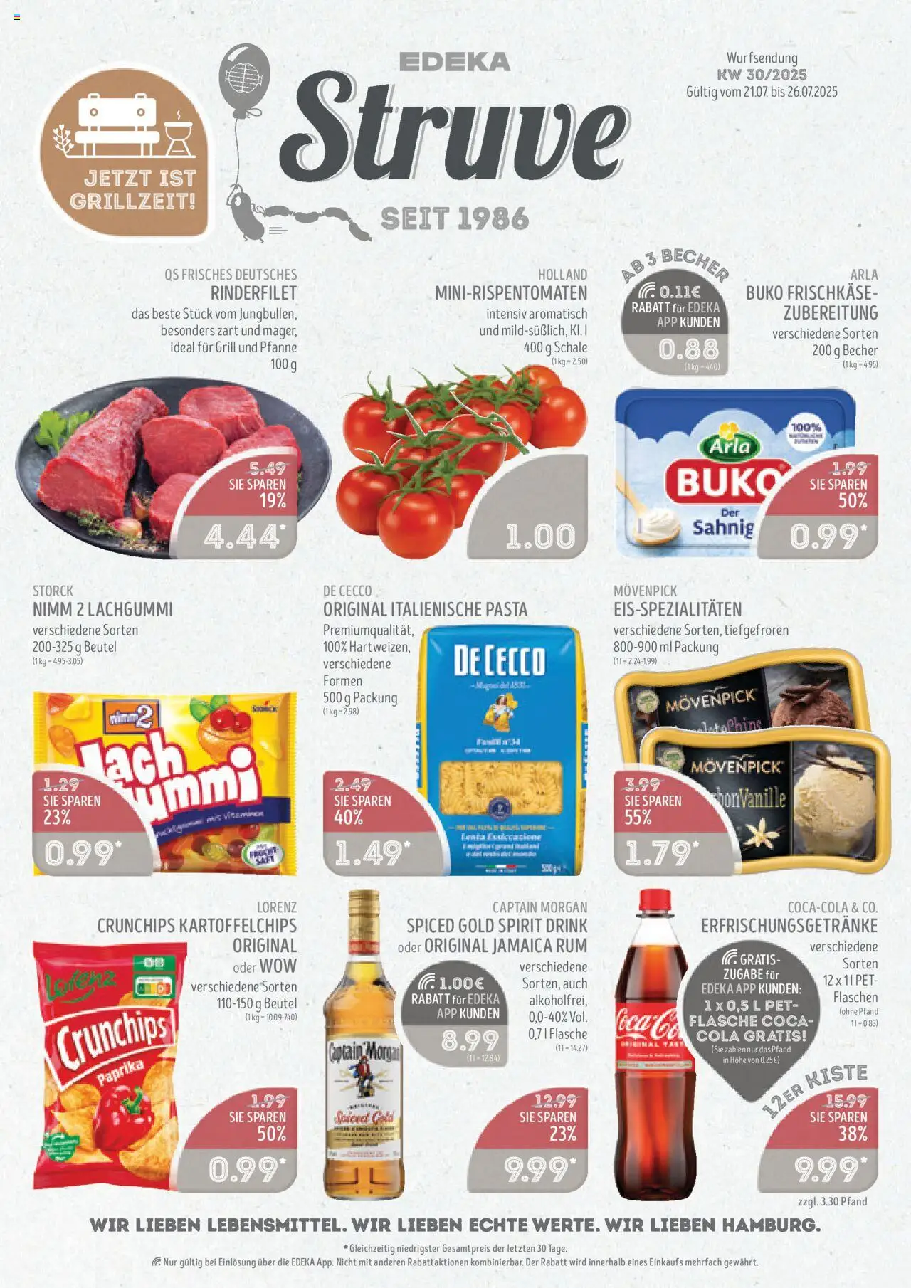 Edeka Struve Prospekt 	 - gültig ab dem 21.07.2025 | Seite: 1 | Produkte: Cola, Rum, Arla buko, Frischkase