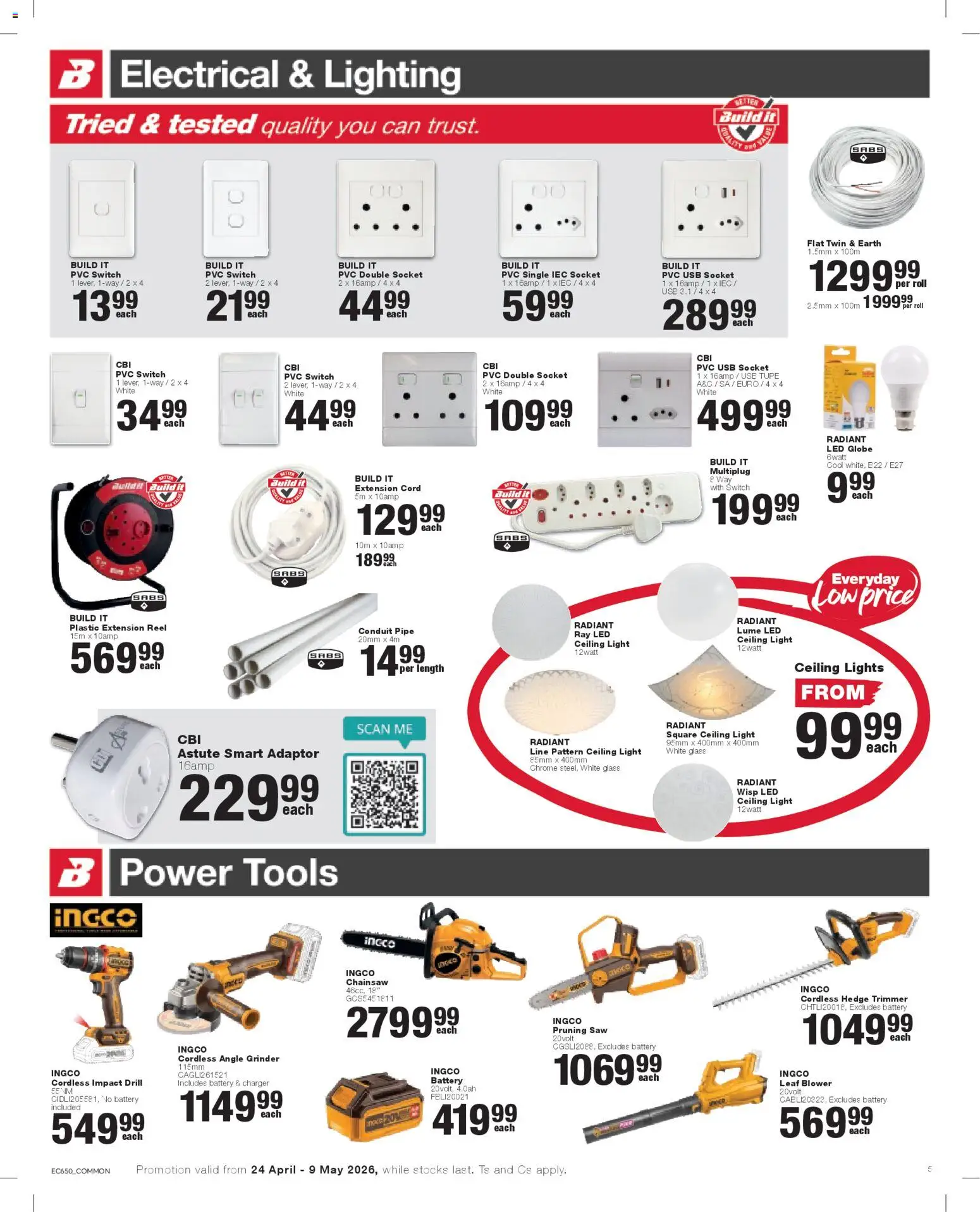 New Build It catalogue – valid from 24.04.2026 | Page: 5 | Products: Globe, Grinder, Socket, Light