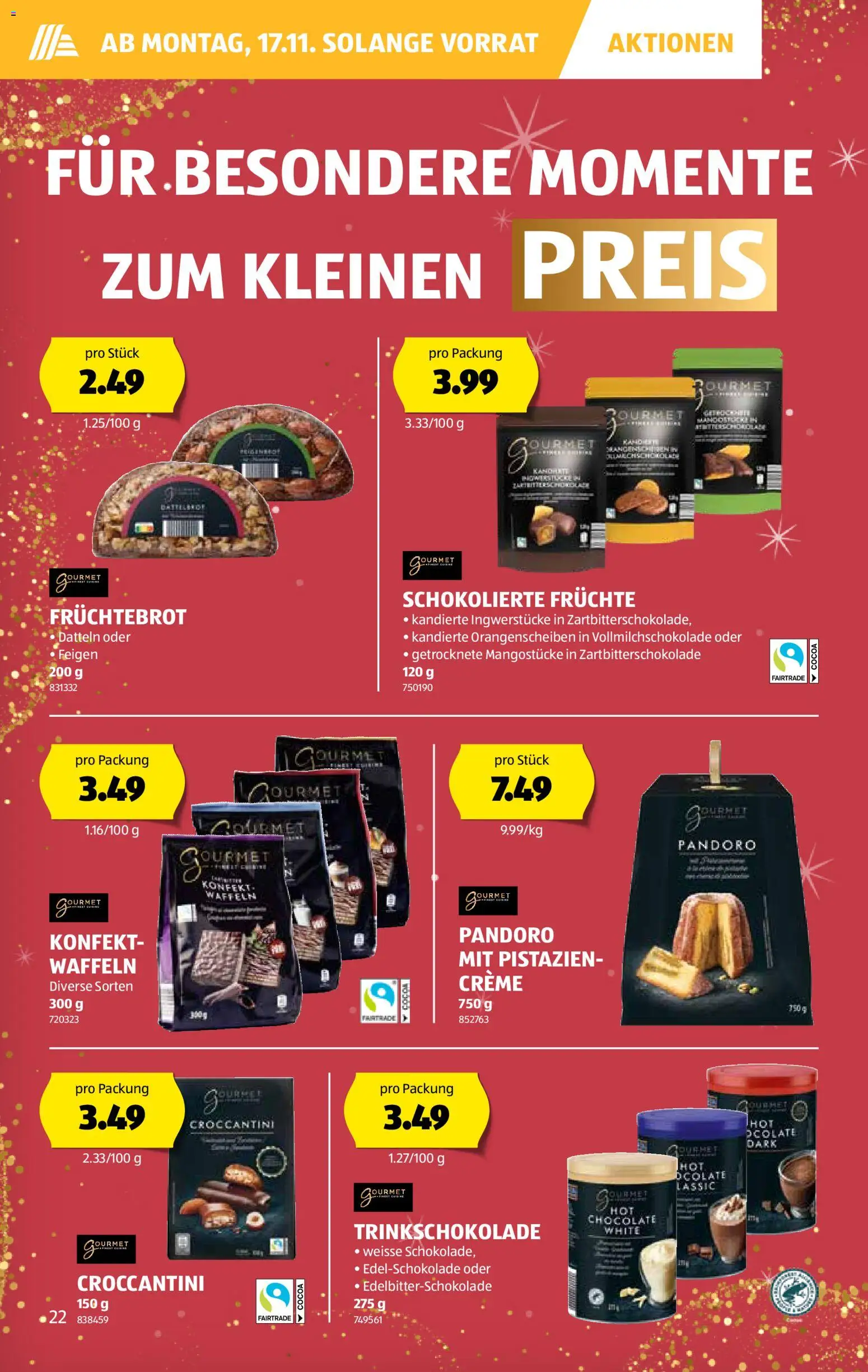 Aldi Aktionen – gültig ab 13.11.2025 | Seite: 23 | Produkte: Waffeln, Früchte, Creme