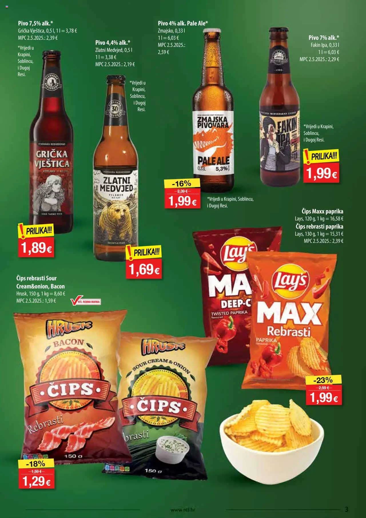 NTL katalog | vrijedi od 30.07.2025 | Stranica: 3 | Proizvodi: Pivo, Paprika, Čips