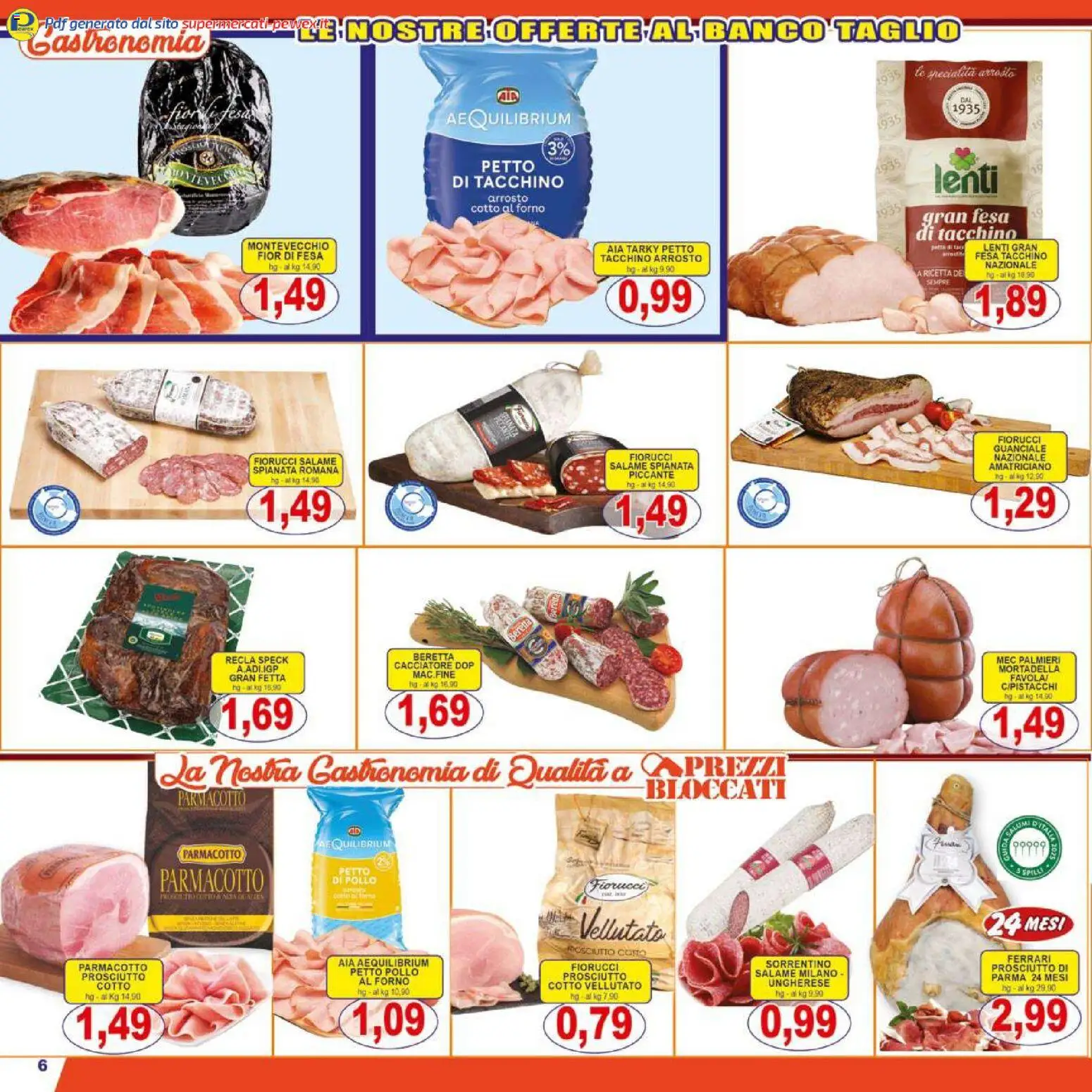 Volantino Pewex del 07.01.2026 | Pagina: 6 | Prodotti: Pollo, Prosciutto, Mortadella, Guanciale