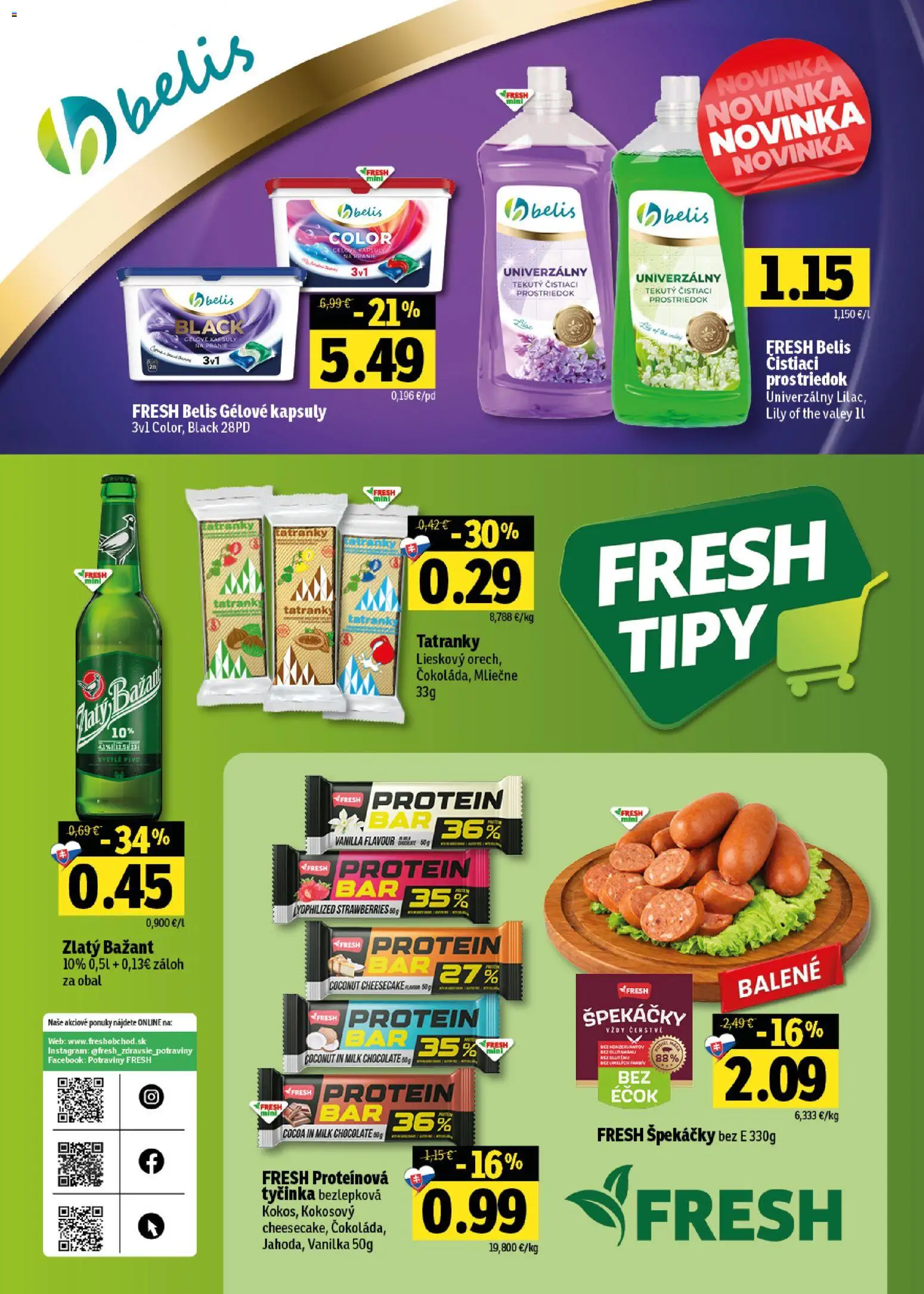 Nové Fresh akcie – leták je platný od 26.02.2026 | Strana: 24 | Produkty: Protein, Zlatý Bažant, Čistiaci prostriedok
