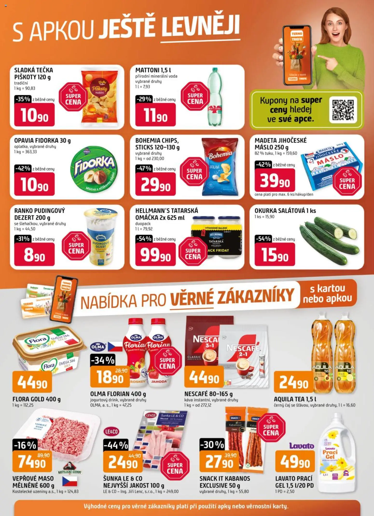 Trefa leták - Nabídka pro věrné zákazníky od 11.03.2026 | Strana: 1 | Produkty: Vepřové maso, Piškoty, Uzeniny, Okurka