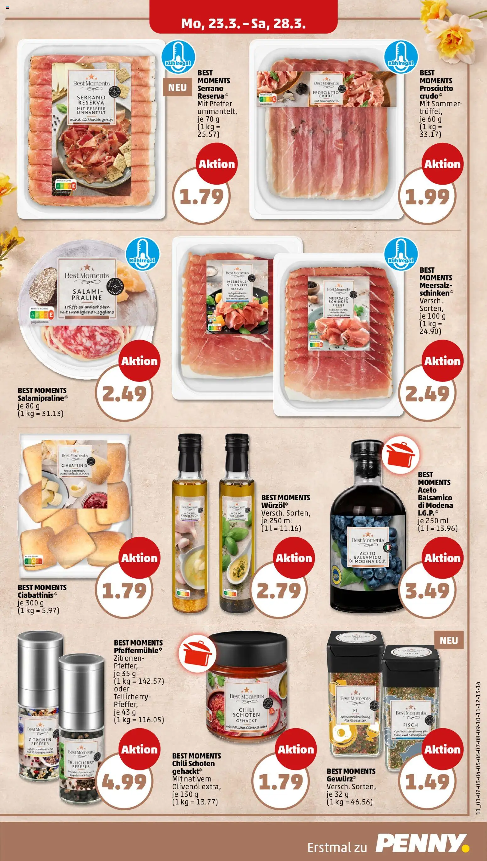 Penny Prospekt 	 – gültig ab 23.03.2026 | Seite: 13 | Produkte: Olivenol, Pfeffer, Knoblauch, Zitronen