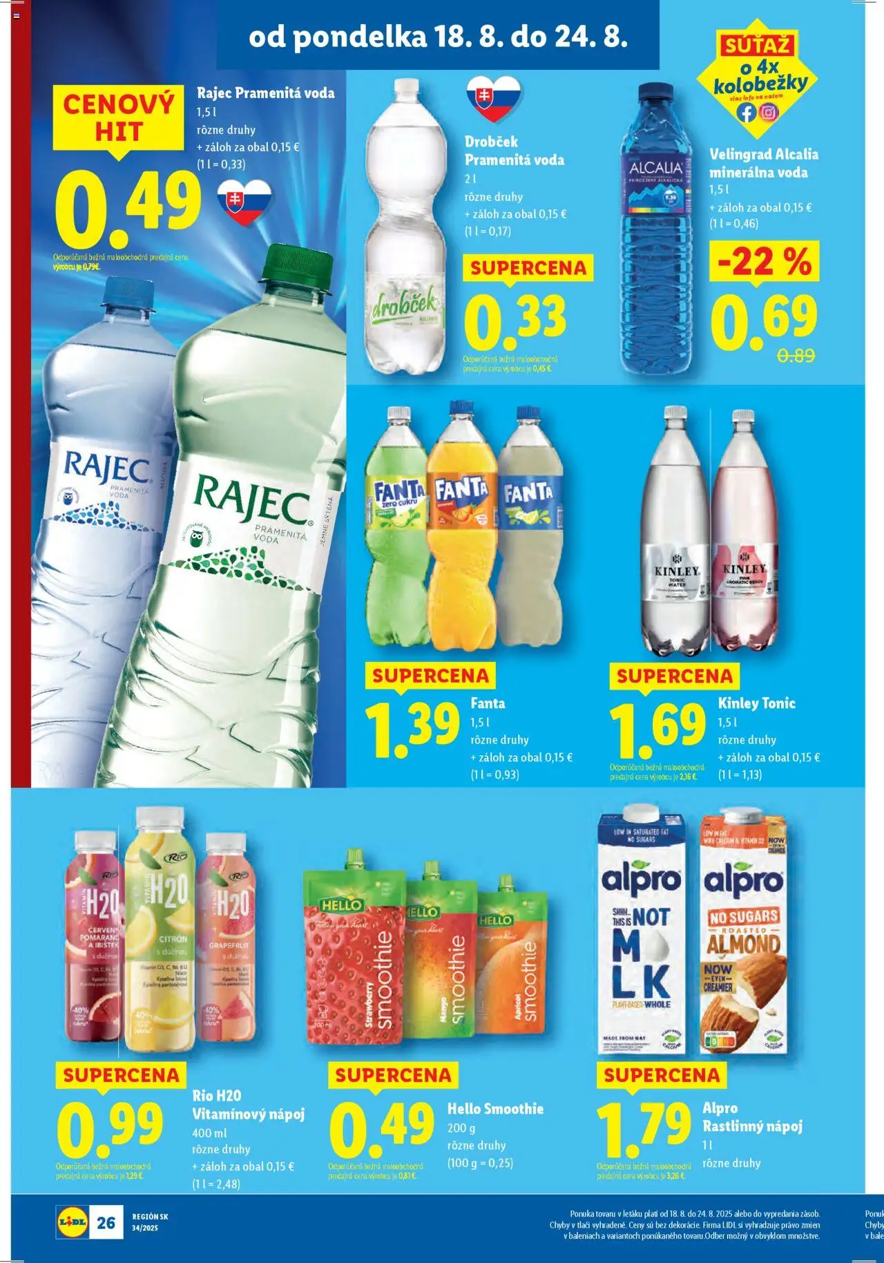 Lidl leták │ platný od 18.08.2025 | Strana: 26 | Produkty: Grapefruit, Voda, Minerálna voda, Mango