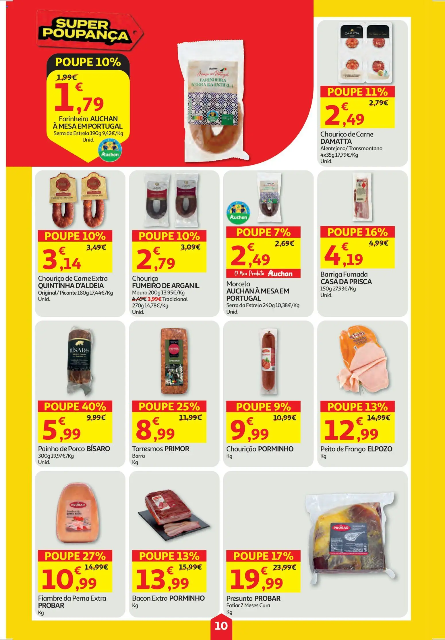Auchan folheto │ válido de 29.01.2026 | Página: 10 | Produtos: Bacon, Peito de frango, Mesa, Chouriço