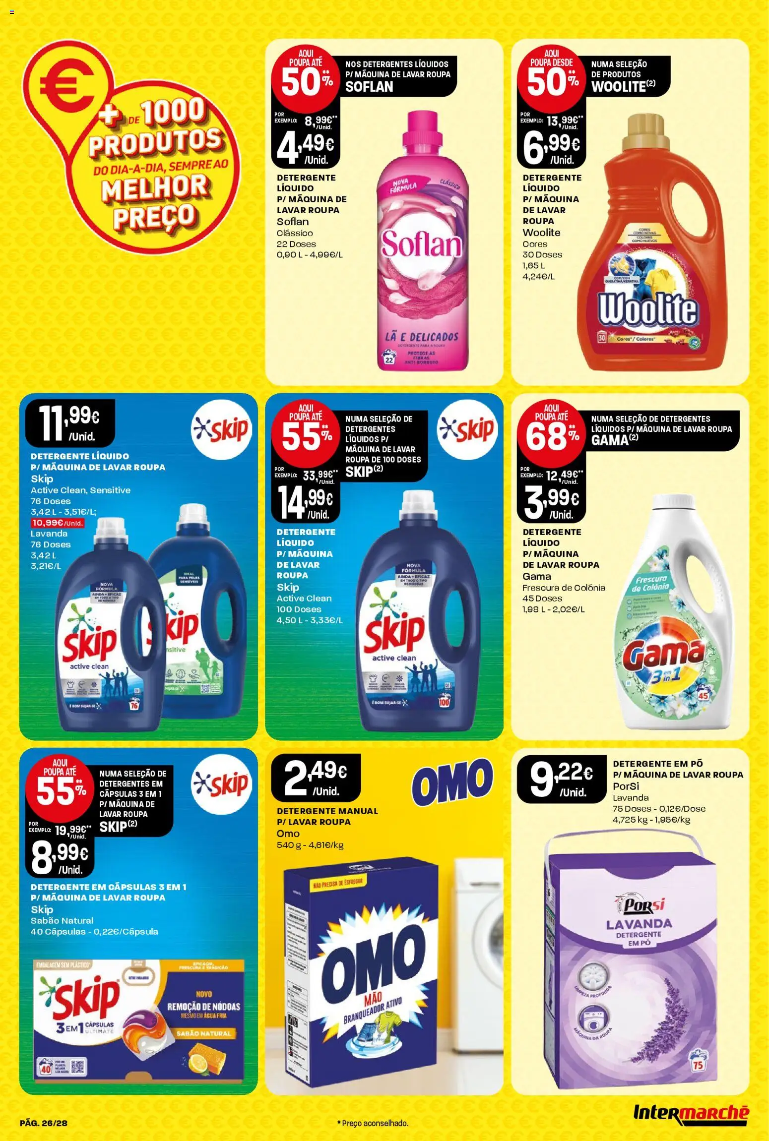 Intermarché Folheto Contact │ válido de 20.11.2025 | Página: 26 | Produtos: Máquina de lavar, Pó, Sabão, Detergente