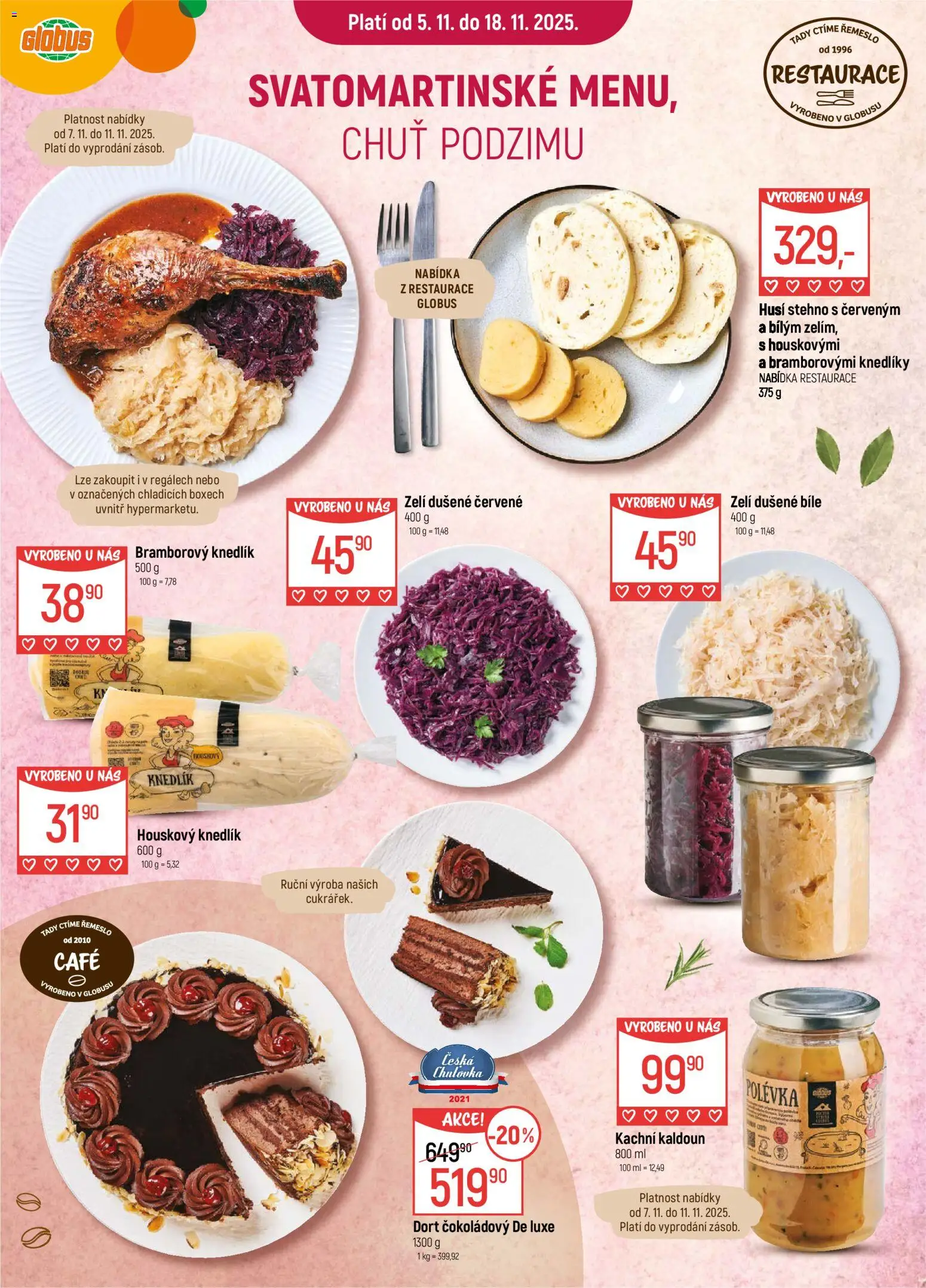 Globus leták - Brno od 07.11.2025 | Strana: 3 | Produkty: Globus, Bramborový knedlík, Zelí, Dort
