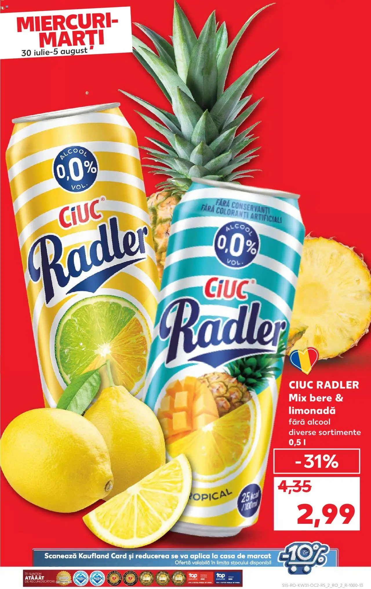 Kaufland RO akciós ujság - amely érvényes a következő dátumtól: 30.07.2025 | Oldal: 15 | Termékek: Radler