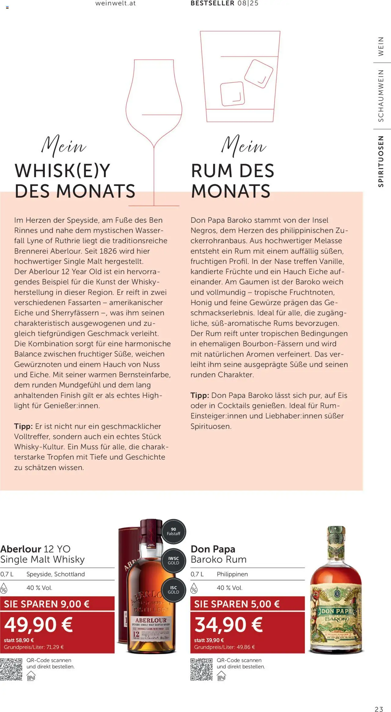 Interspar Wein Welt gültig ab 24.07.2025 | Seite: 23 | Produkte: Whiskey, Eis, Gewürze, Wasser