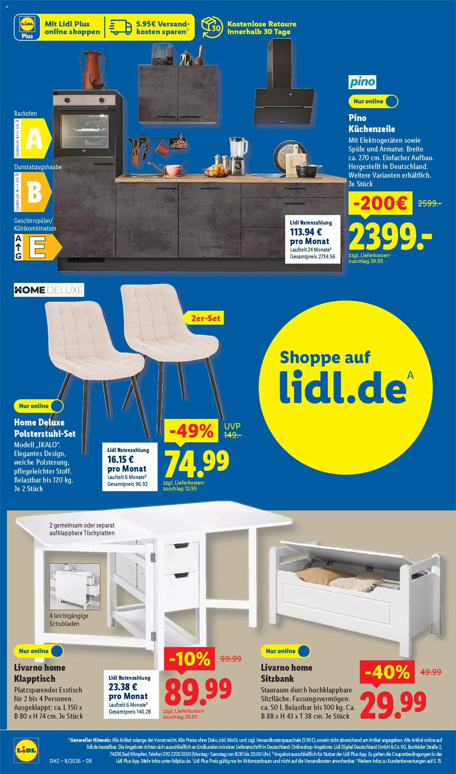Lidl Prospekt Zossen – gültig ab 16.02.2026 | Seite: 10 | Produkte: Esstisch, Bad, Backofen, Telefon