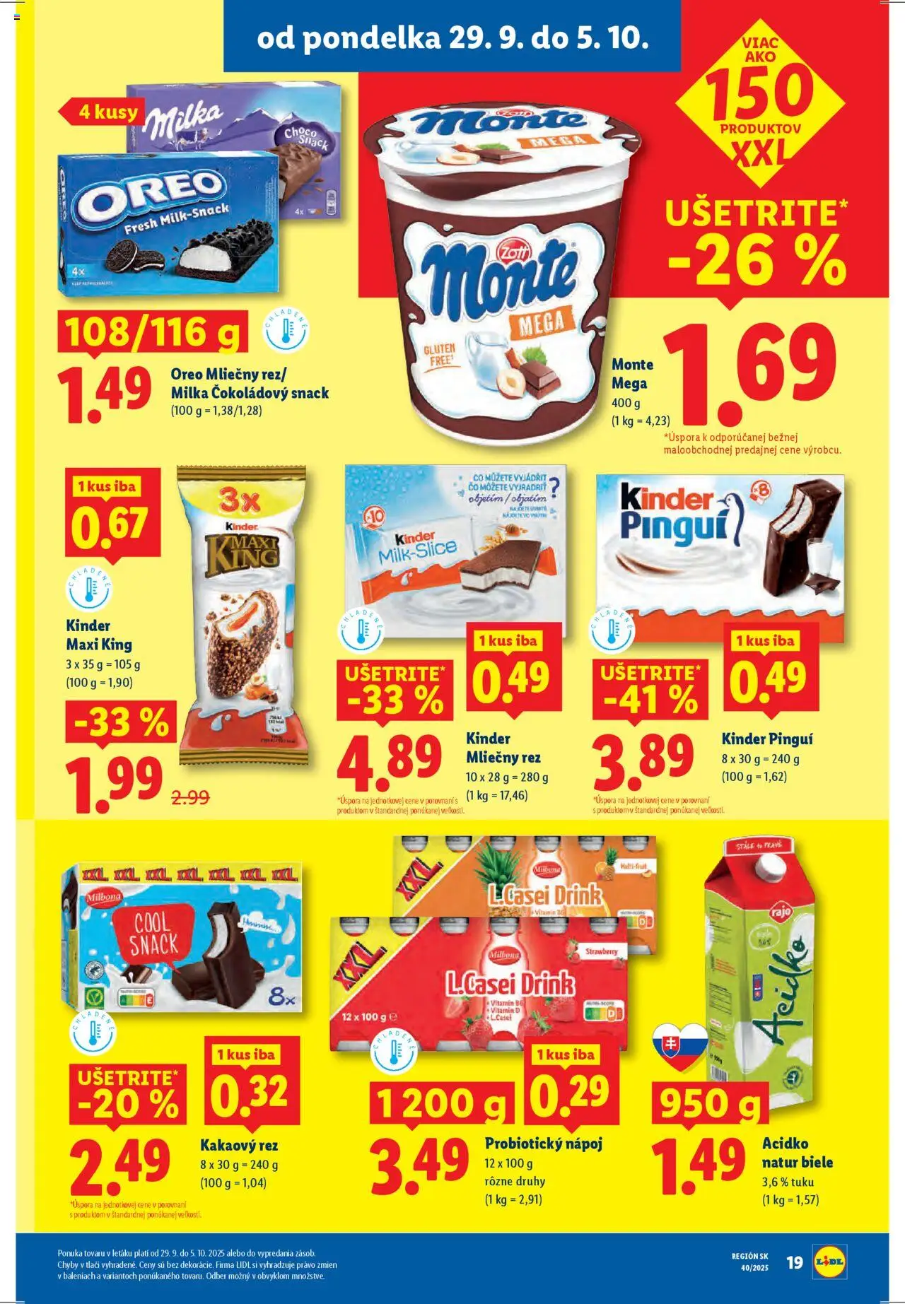 Nové Lidl akcie – leták je platný od 29.09.2025 | Strana: 29 | Produkty: Kinder, Milka, Acidko