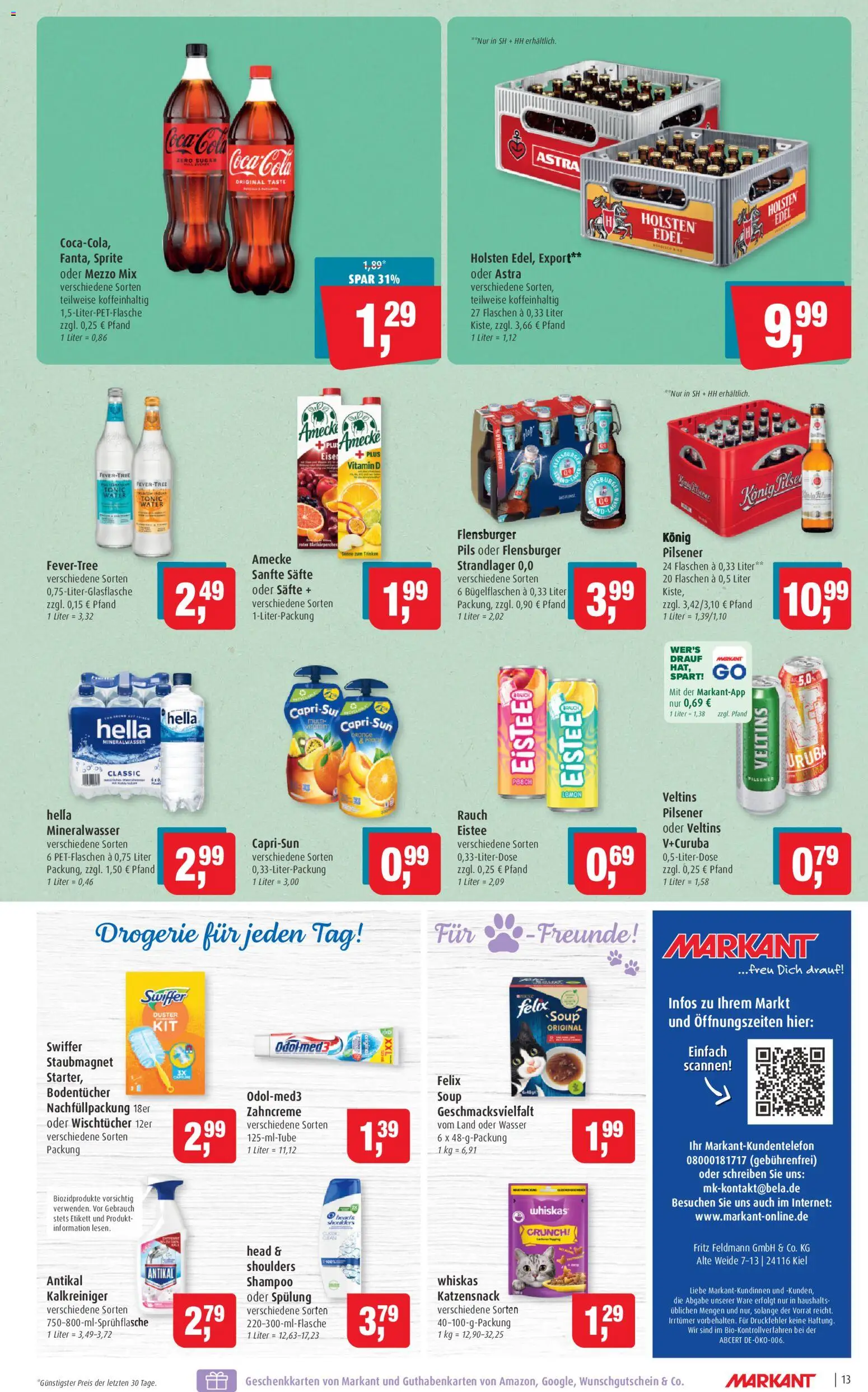 Markant Prospekt 	 – gültig ab 16.03.2026 | Seite: 13 | Produkte: Mezzo mix, Konig pilsener, Mineralwasser, Whiskas