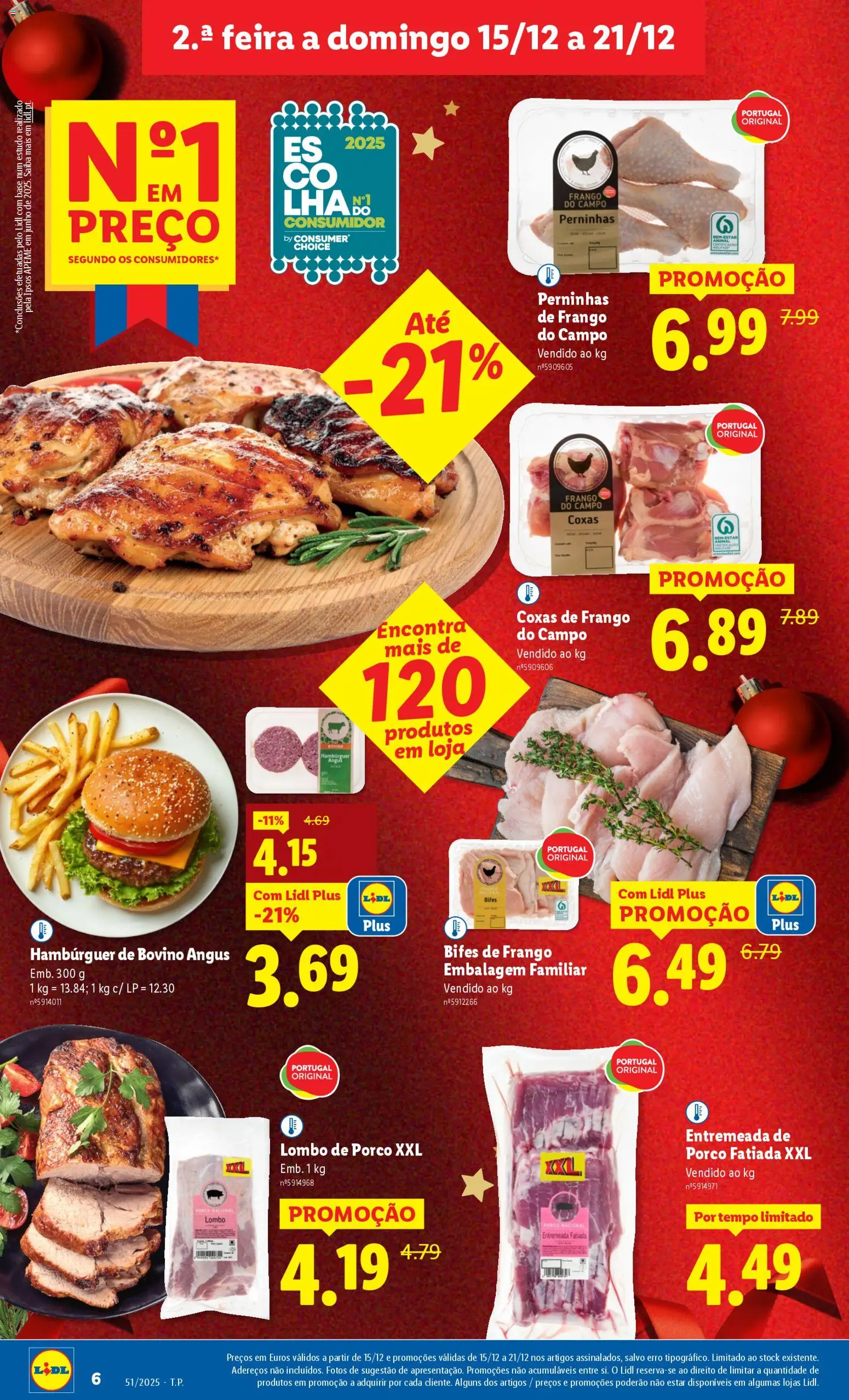 Lidl folheto │ válido de 15.12.2025 | Página: 6 | Produtos: Frango, Hambúrguer, Base, Lombo