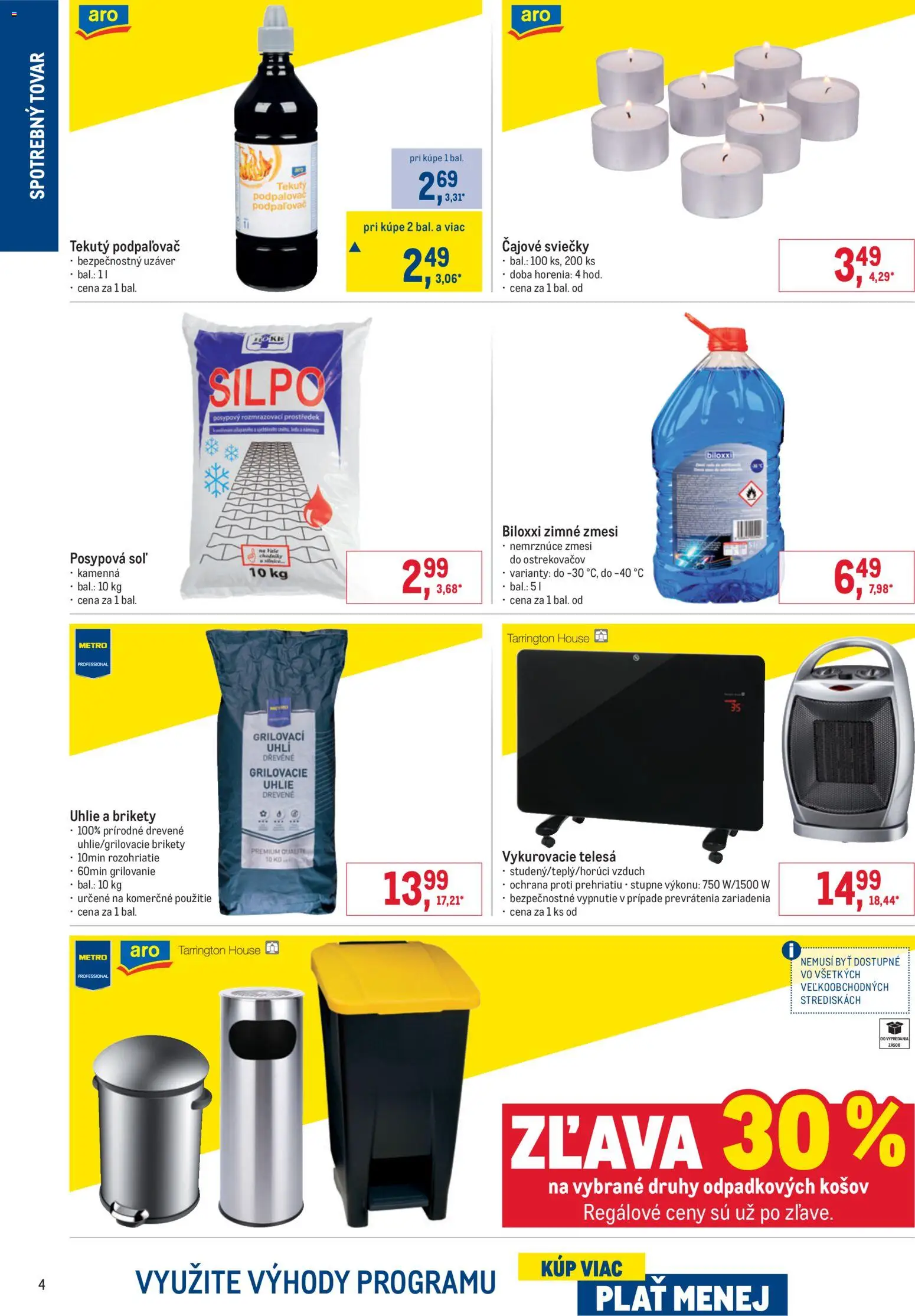 Nové Metro akcie – leták je platný od 10.12.2025 | Strana: 4 | Produkty: Sviečky, Drevené uhlie, Soľ, Brikety