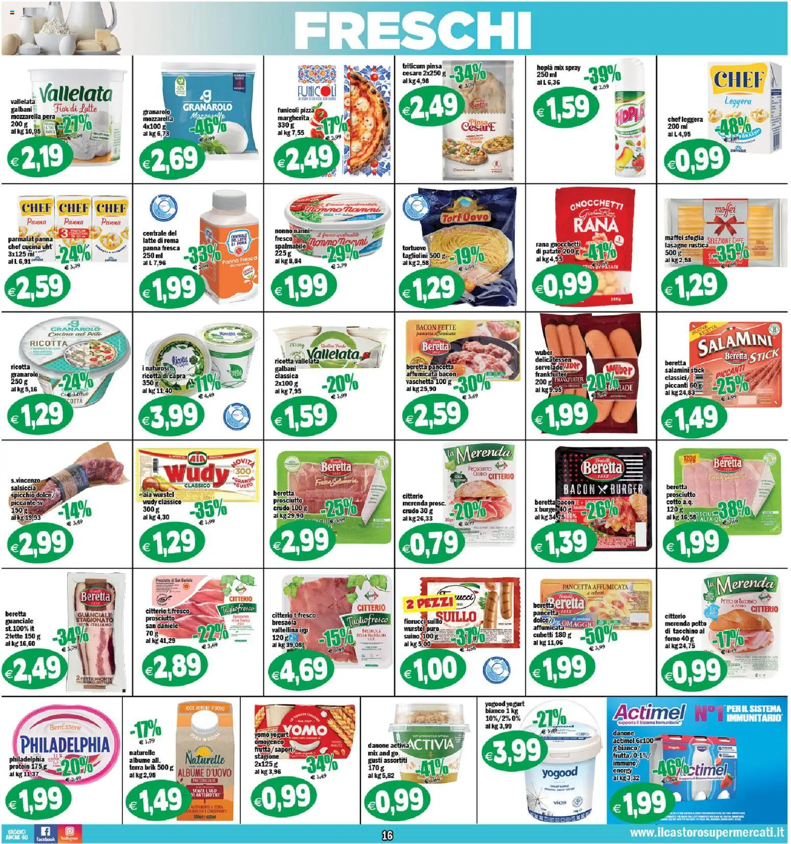 Volantino Il Castoro del 27.11.2025 | Pagina: 16 | Prodotti: Yogurt, Suino, Mozzarella, Forno