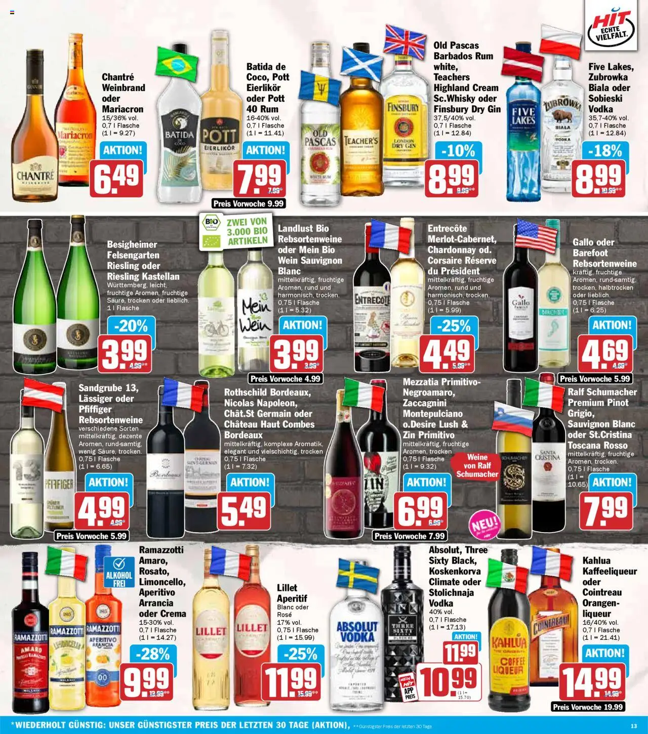 HIT - Baden-Württemberg - gültig ab dem 25.08.2025 | Seite: 13 | Produkte: Rum, Lillet, Chantré, Vodka