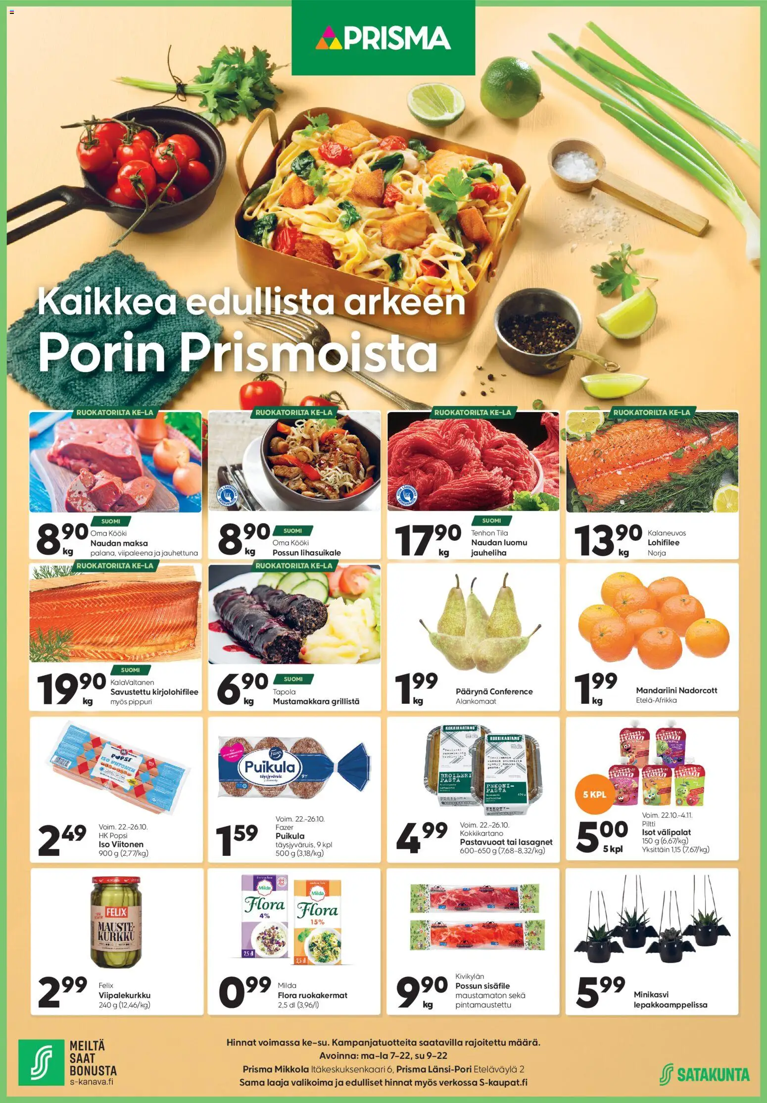 Prisma tarjoukset – voimassa 22.10.2025 alkaen | Sivu: 1 | Tuotteet: Jauheliha, Pekoni, Pippuri, Pasta