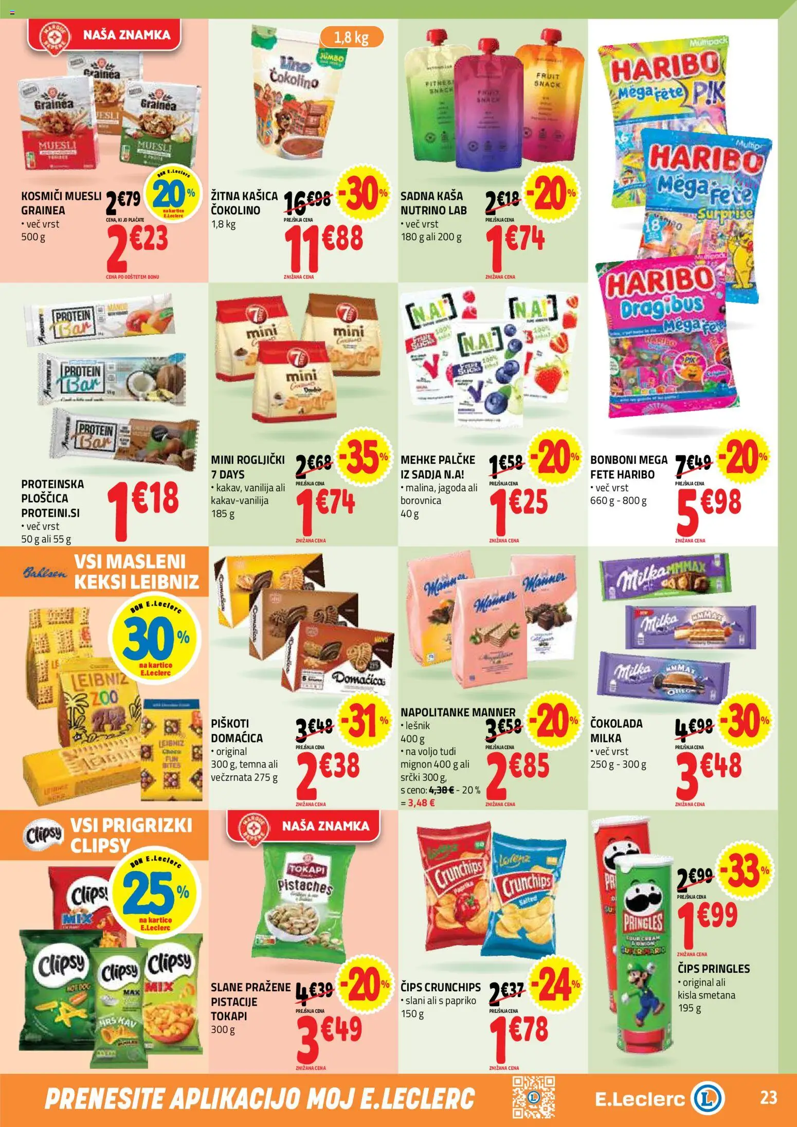 Novi E.leclerc katalog ponudbe – veljaven od 25.03.2026 | Stran: 23 | Izdelki: Napolitanke, Keksi, Rogljički, Smetana