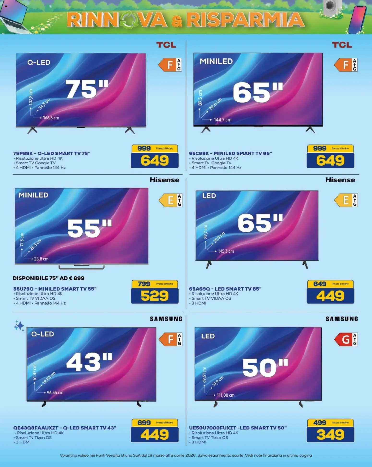 Volantino BRUNO del 19.03.2026 | Pagina: 18 | Prodotti: smart TV, TV, Samsung
