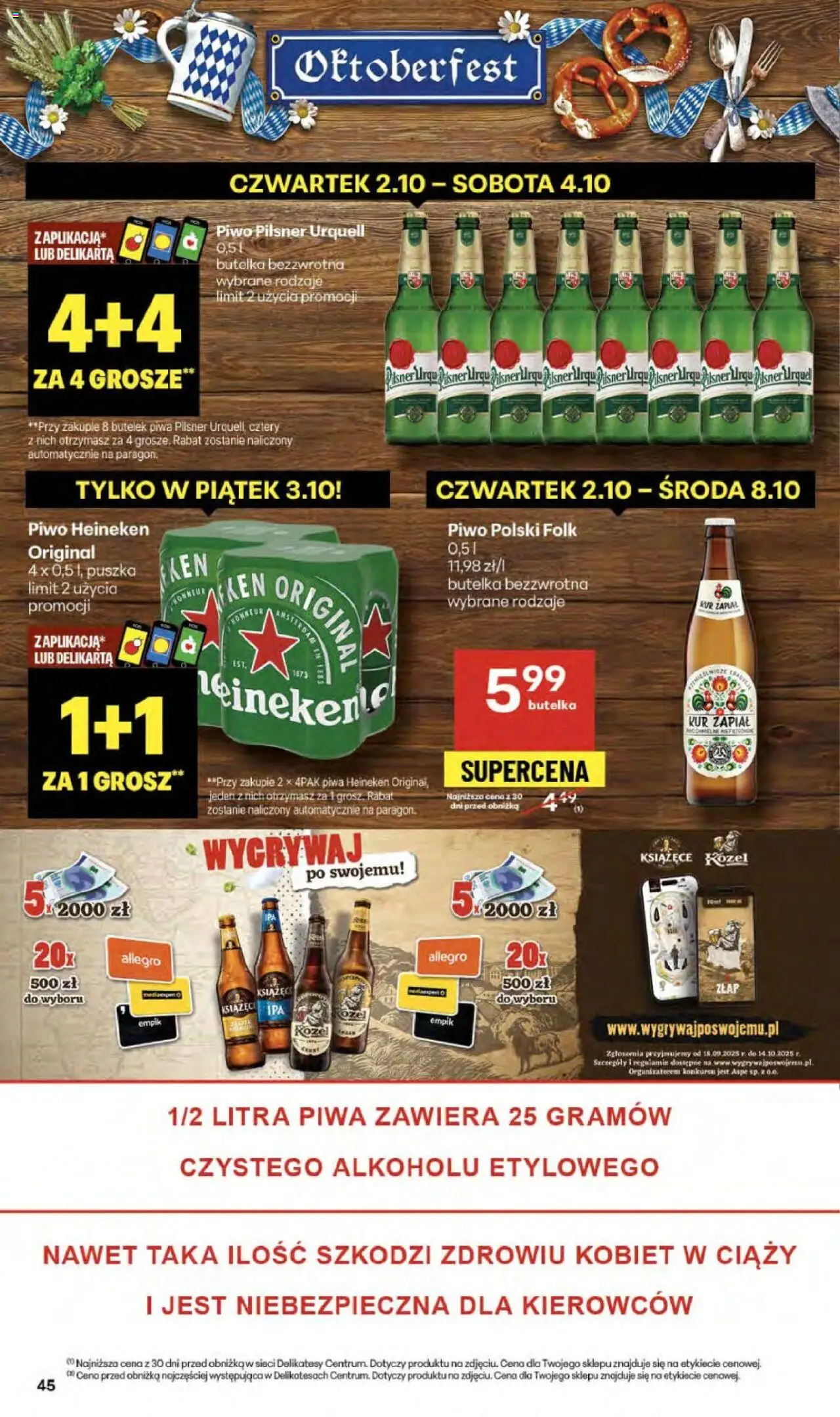 Delikatesy Centrum Gazetka od 02.10.2025 | Strona: 45 | Produkty: Delikatesy, Piwo, Heineken